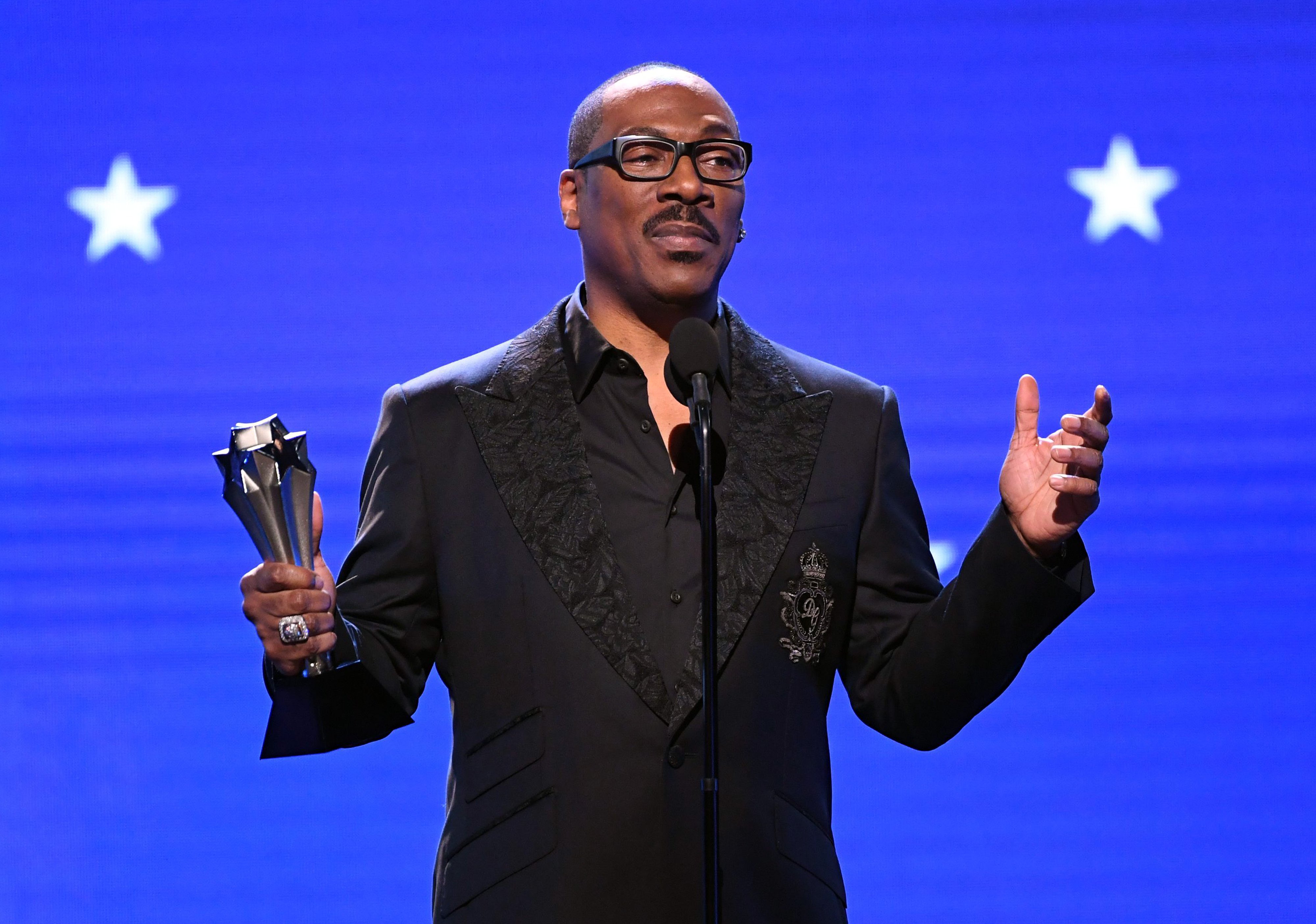 Eddie Murphy accepts the Lifetime Achievement Award onstage during the 25th Annual Critics' Choice Awards at Barker Hangar on January 12, 2020, in Santa Monica, California. | Source: Getty Images.