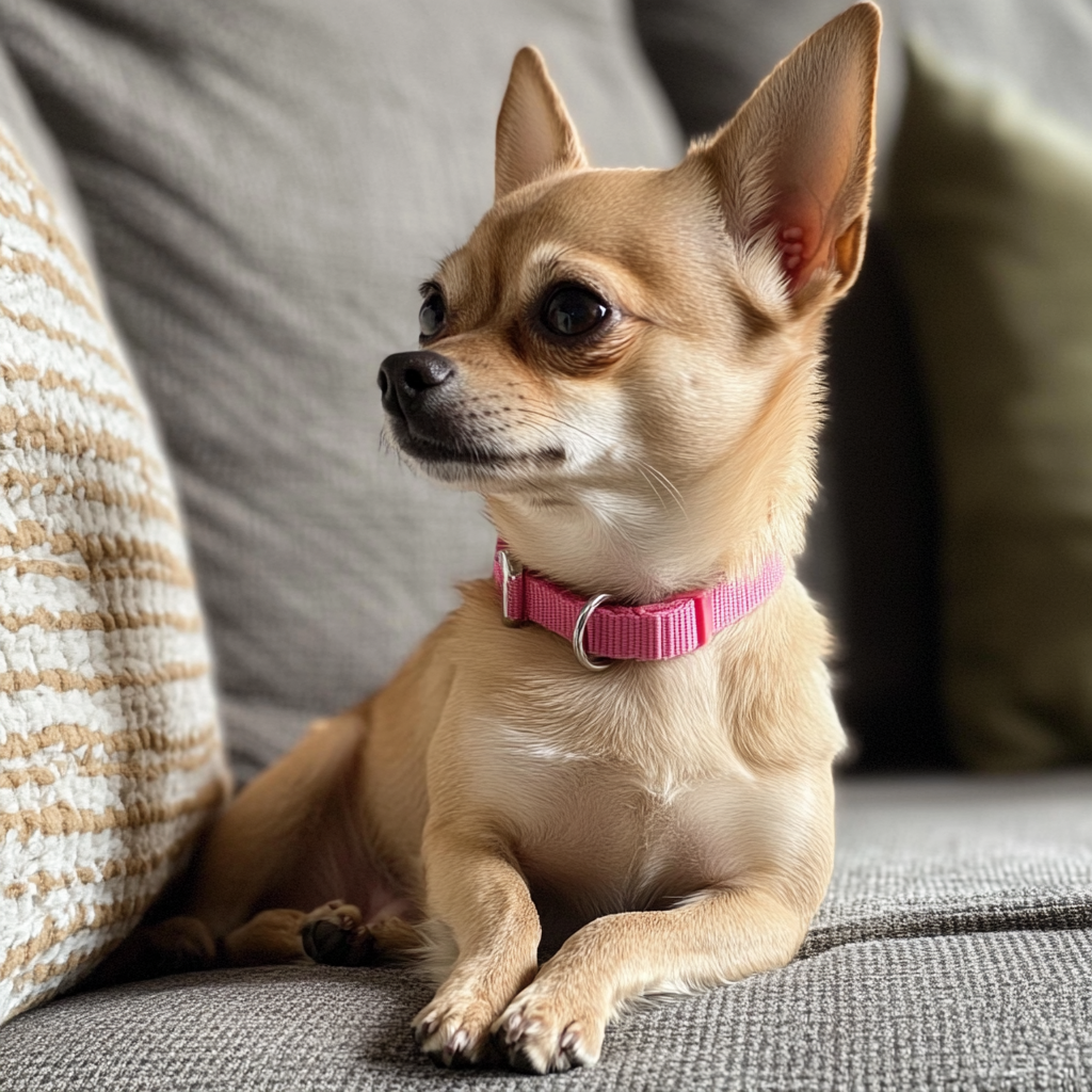 A Chihuahua sitting on a couch | Source: Midjourney