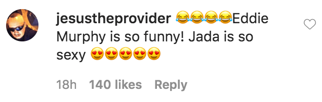 A fan commented on Jada Pinkett Smith's video of her and Eddie Murphy in a scene from "The Nutty Professor" | Source: Instagram.com/jadapinkettsmith