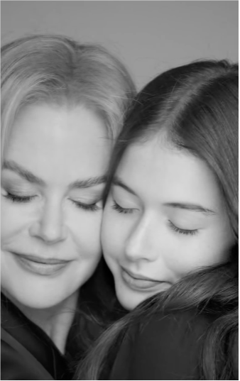 Nicole Kidman and her daughter Faith Margaret hugging during the Clé de Peau Beauté campaign from a video posted on July 25, 2025 | Source: Instagram/cledepeaubeauteus