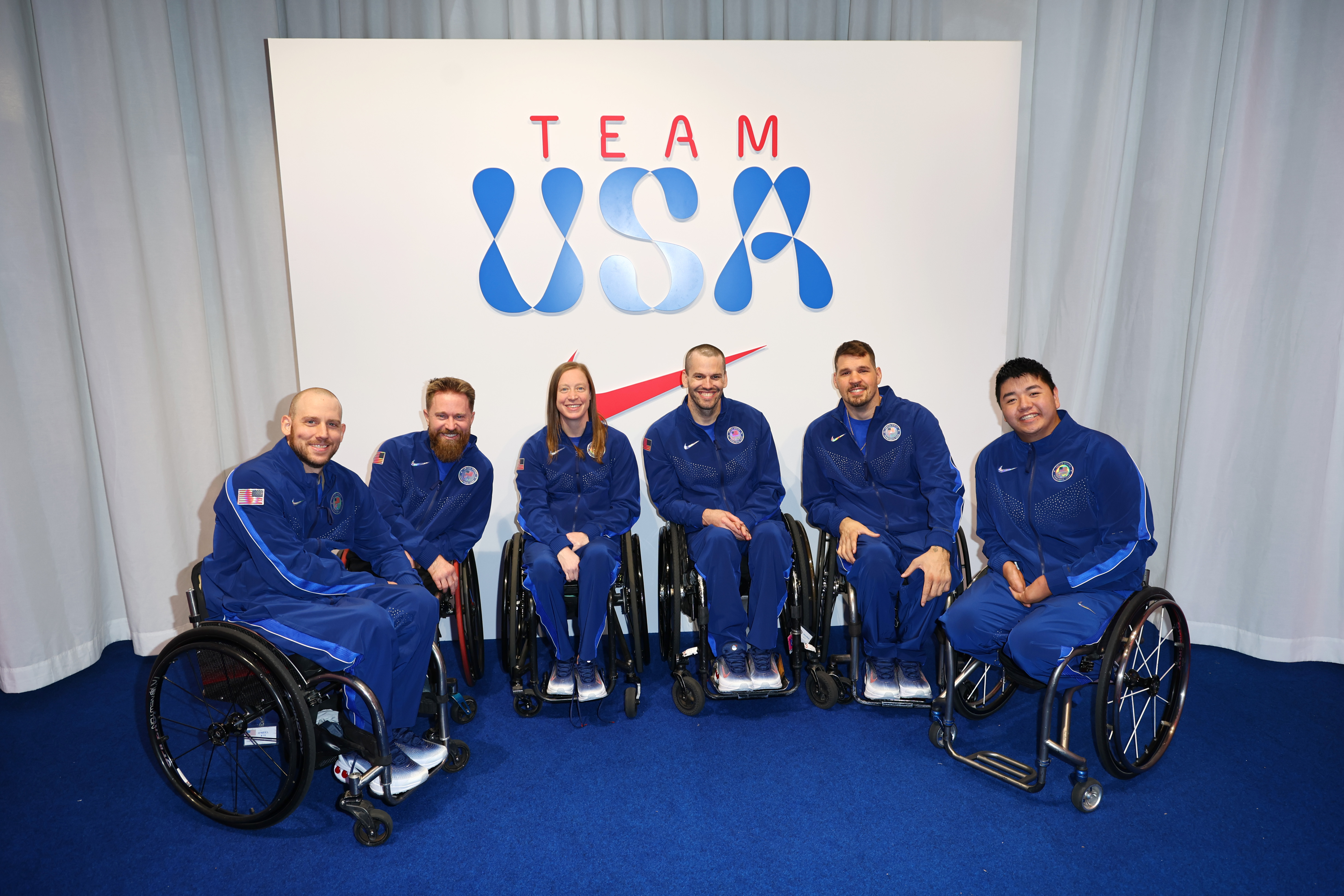 Team USA Paralympians Joshua O'Neill, Lee Fredette, Sarah Adam, Josh Wheeler, Mason Symons and Zion Redington pose for a photo in Paris, France on August 22, 2024 | Source: Getty Images