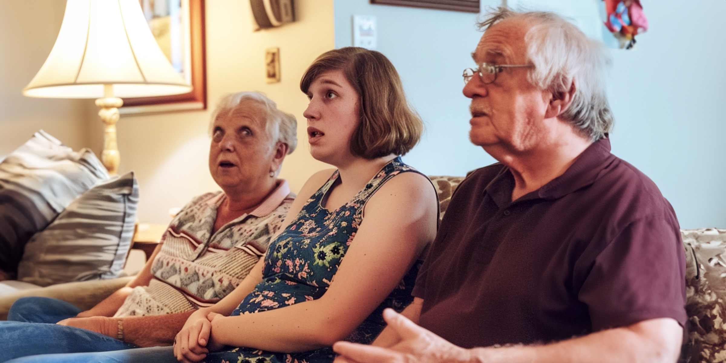 A young woman sitting with an older couple | Source: AmoMama