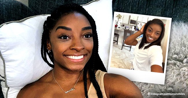 Simone Biles Flashes Her Sweet Smile for a Selfie Dressed in a White ...