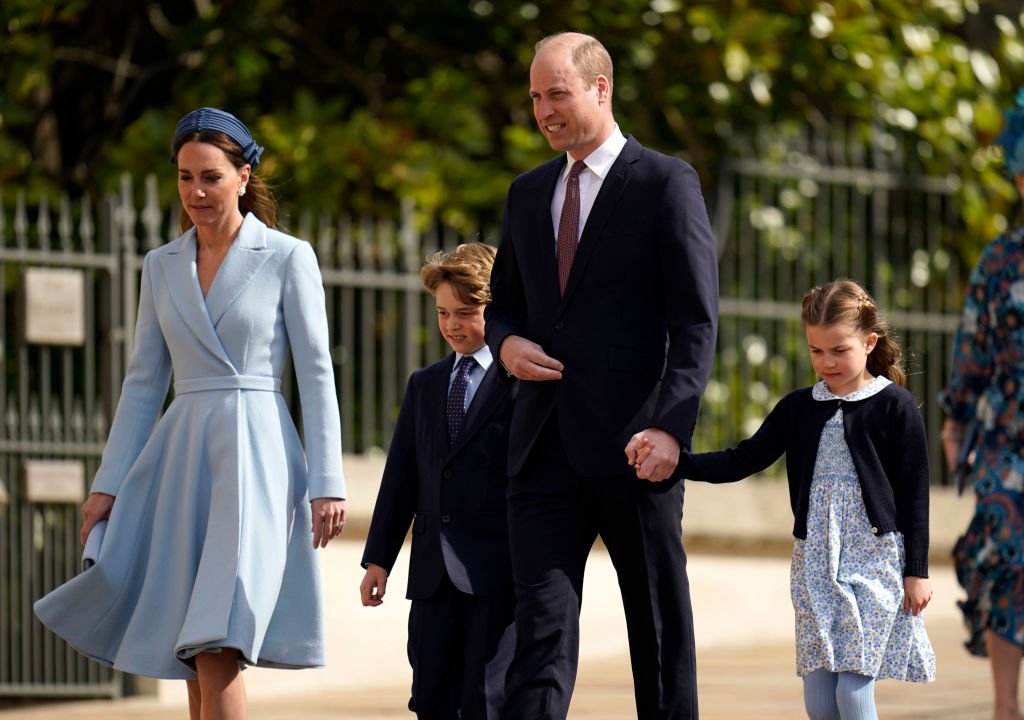 Prince William, Kate Middleton, Prince George and Princess Charlotte attend the Easter Matins Service at St George's Chapel at Windsor Castle on April 17, 2022 in Windsor, England.| Source: Getty Images