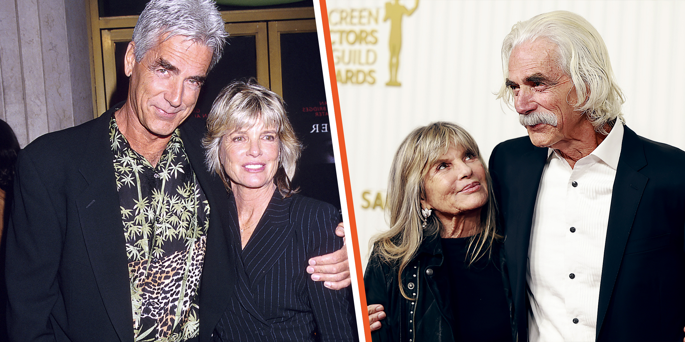 The young Sam Elliot and Katharine Ross [left] the elderly Sam Elliot and Katharine Ross [Right].│Source: Getty Images