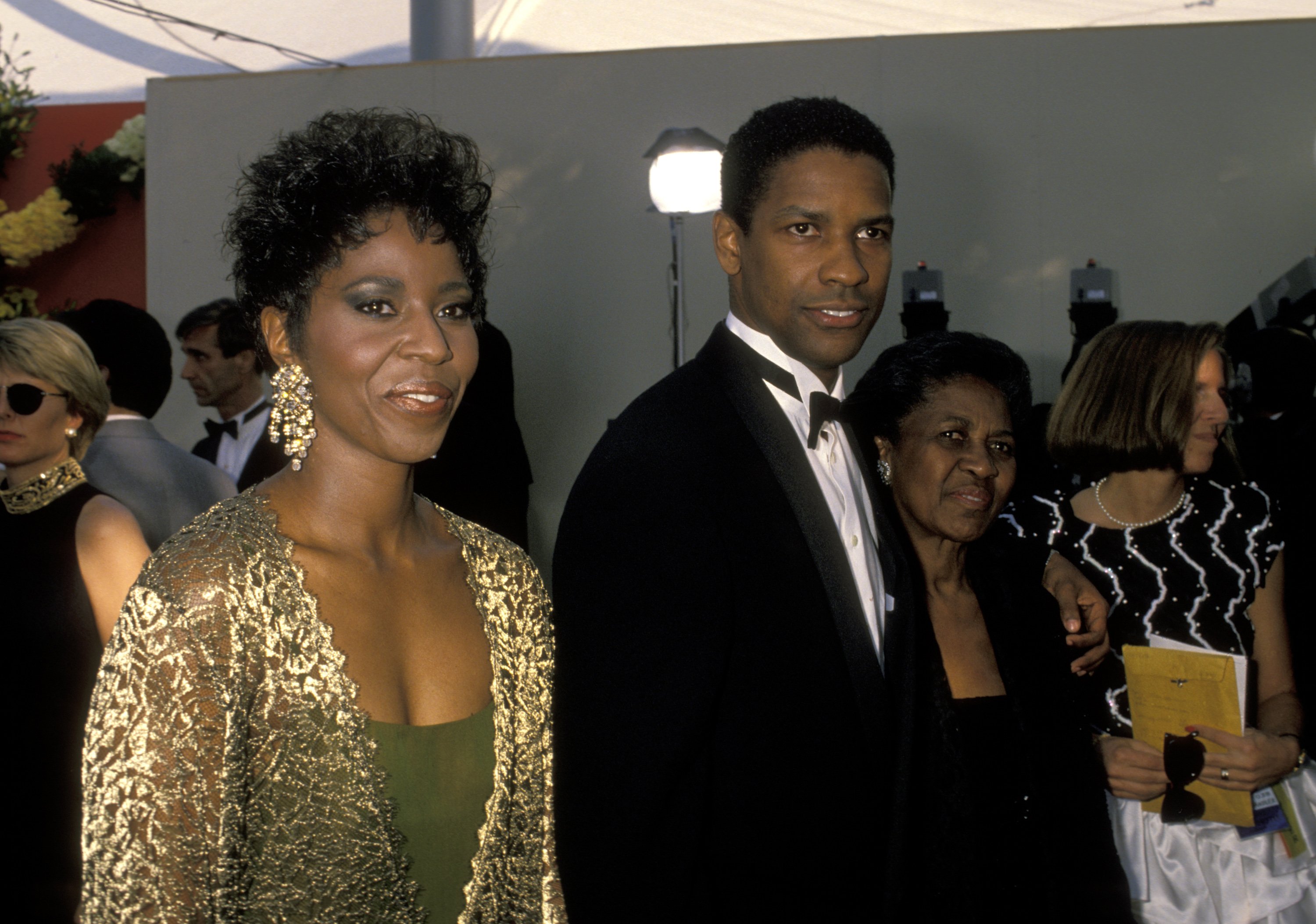 Pauletta Washington, Denzel Washington and mother, Lennis Washington. | Source: Getty Images