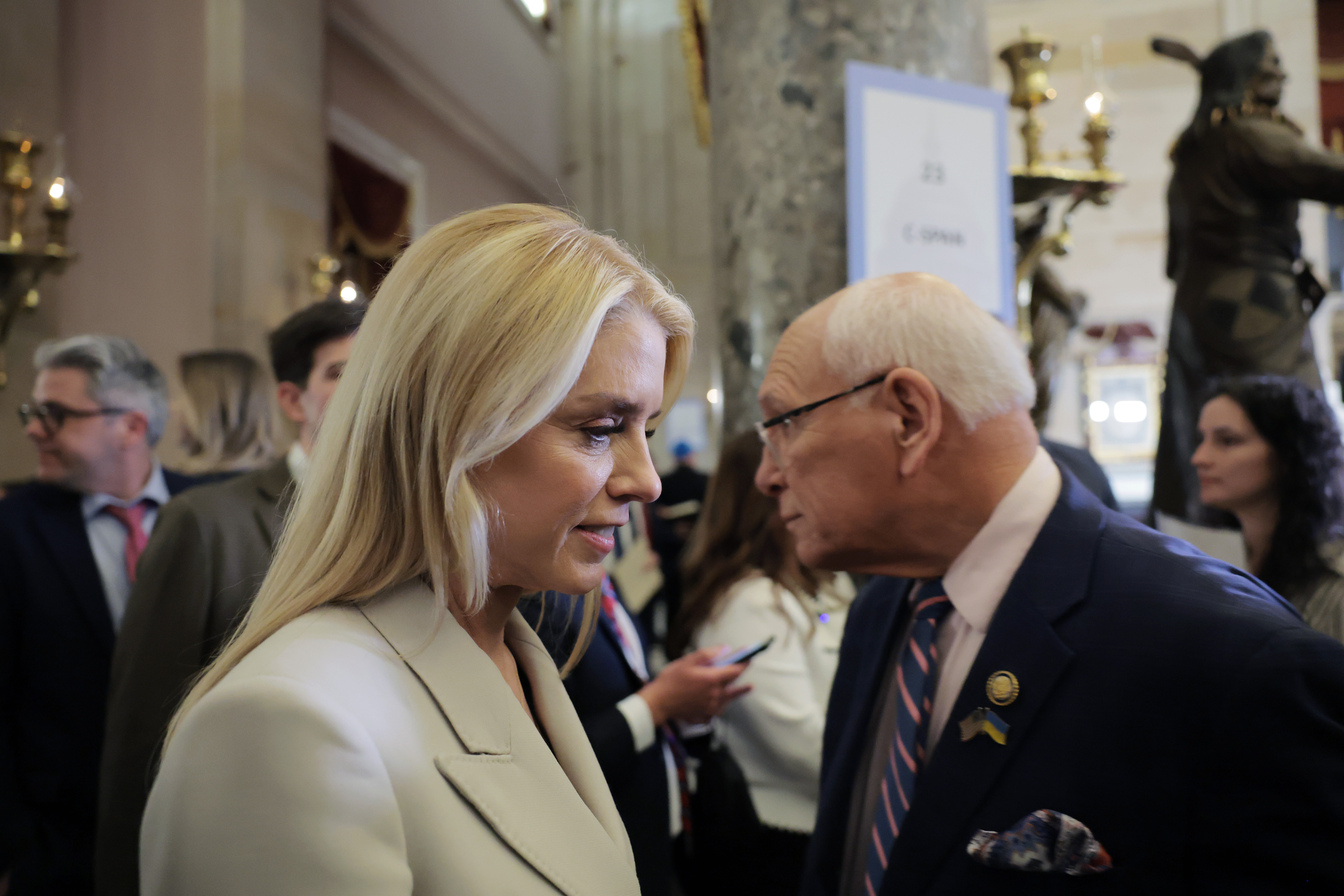 Pam Bondi departs after U.S. President Donald Trump's State of the Union address during a Joint Session of Congress at the U.S. Capitol on February 24, 2026. | Source: Getty Images