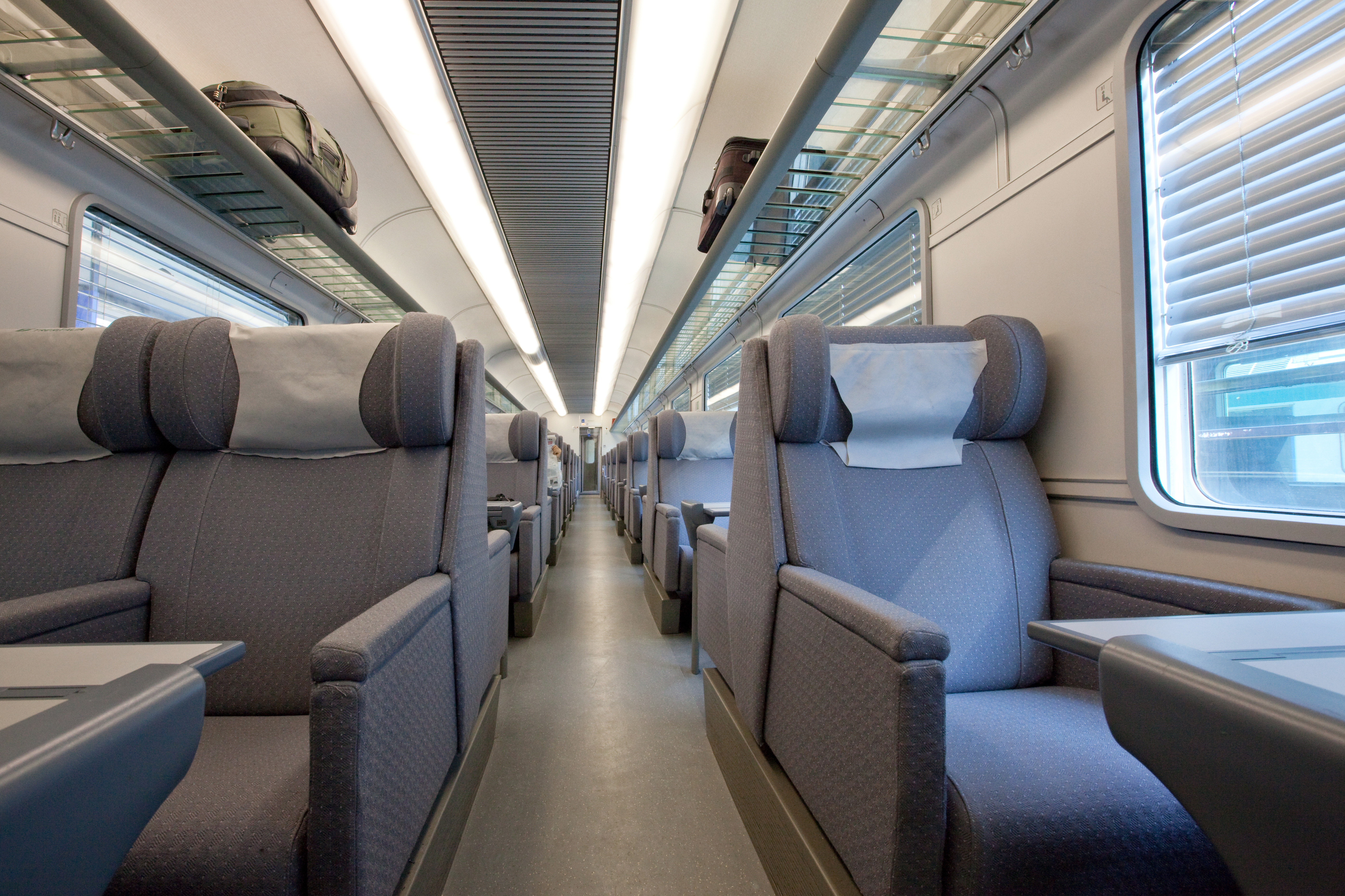 An empty first-class train cabin | Source: Shutterstock