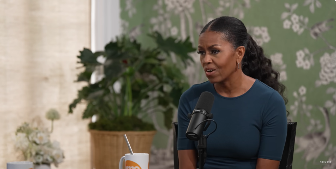 On "In My Opinion" podcast, Michelle Obama dispels divorce rumors about her marriage to Barack Obama, from an episode dated July 16, 2025. | Source: YouTube/MichelleObama