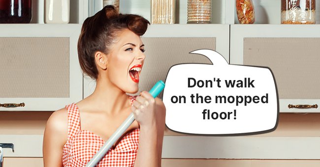 The women warned her husband about walking on the wet kitchen floor | Source: Shutterstock