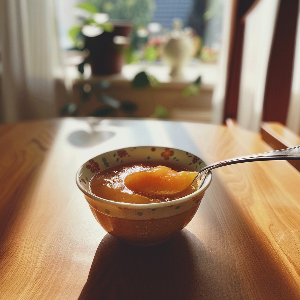 A bowl of baby food on a table | Source: Midjourney