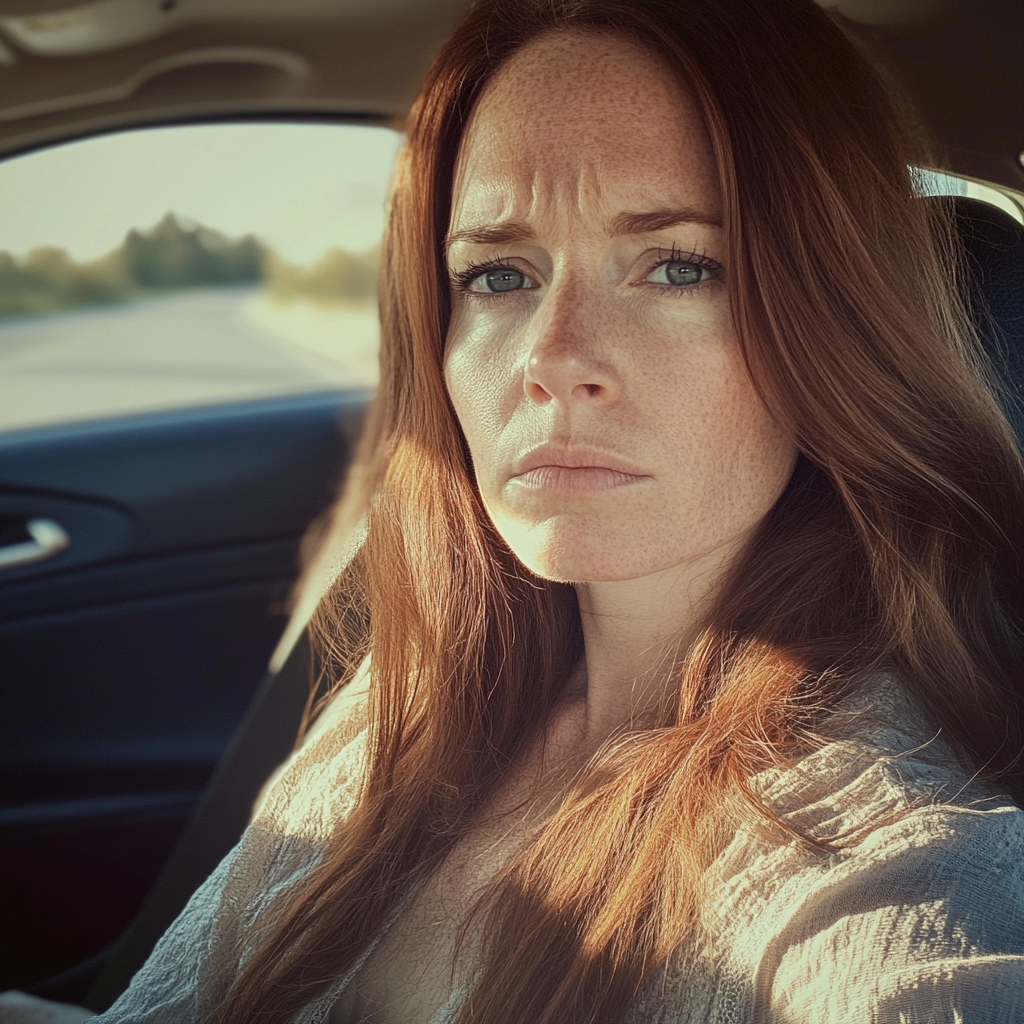 A woman in a car | Source: Midjourney