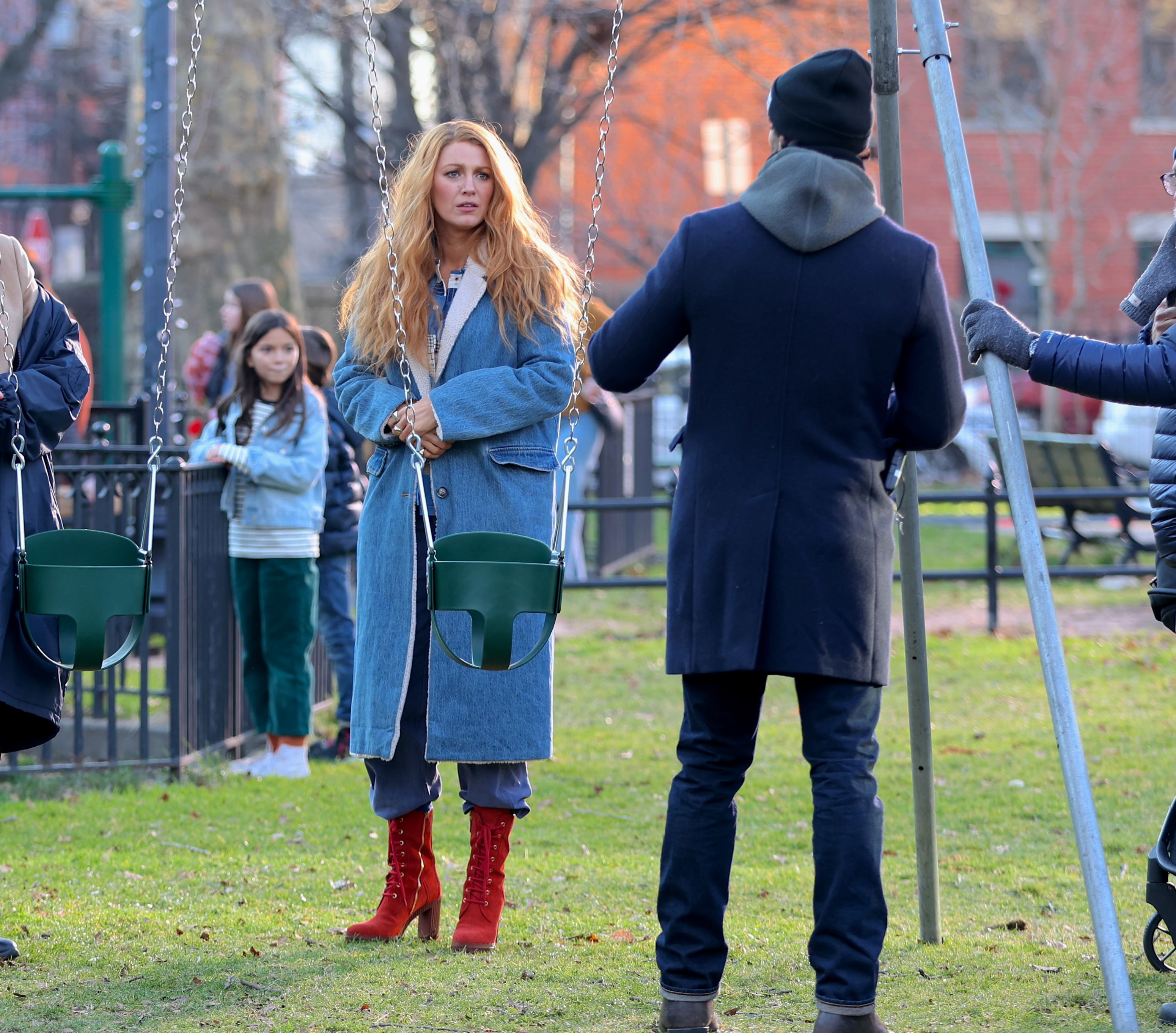 Blake Lively and Justin Baldoni on the set of "It Ends with Us" on January 11, 2024 in New Jersey | Source: Getty Images