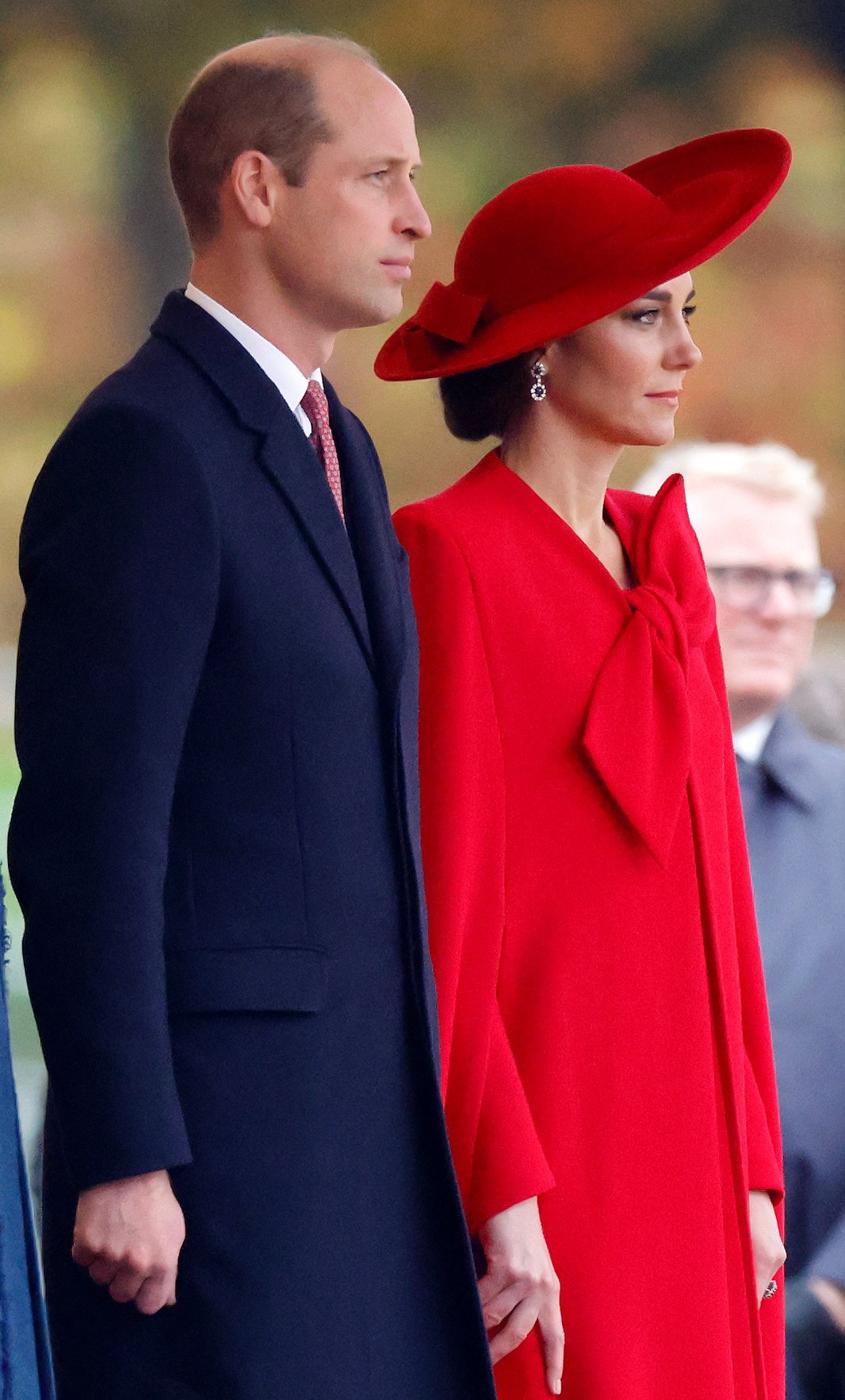 Prince William and Princess Catherine at a ceremonial welcome, at Horse Guards Parade, for the President and the First Lady of the Republic of Korea on day 1 of their state visit on November 21, 2023 in London, England | Source: Getty Images