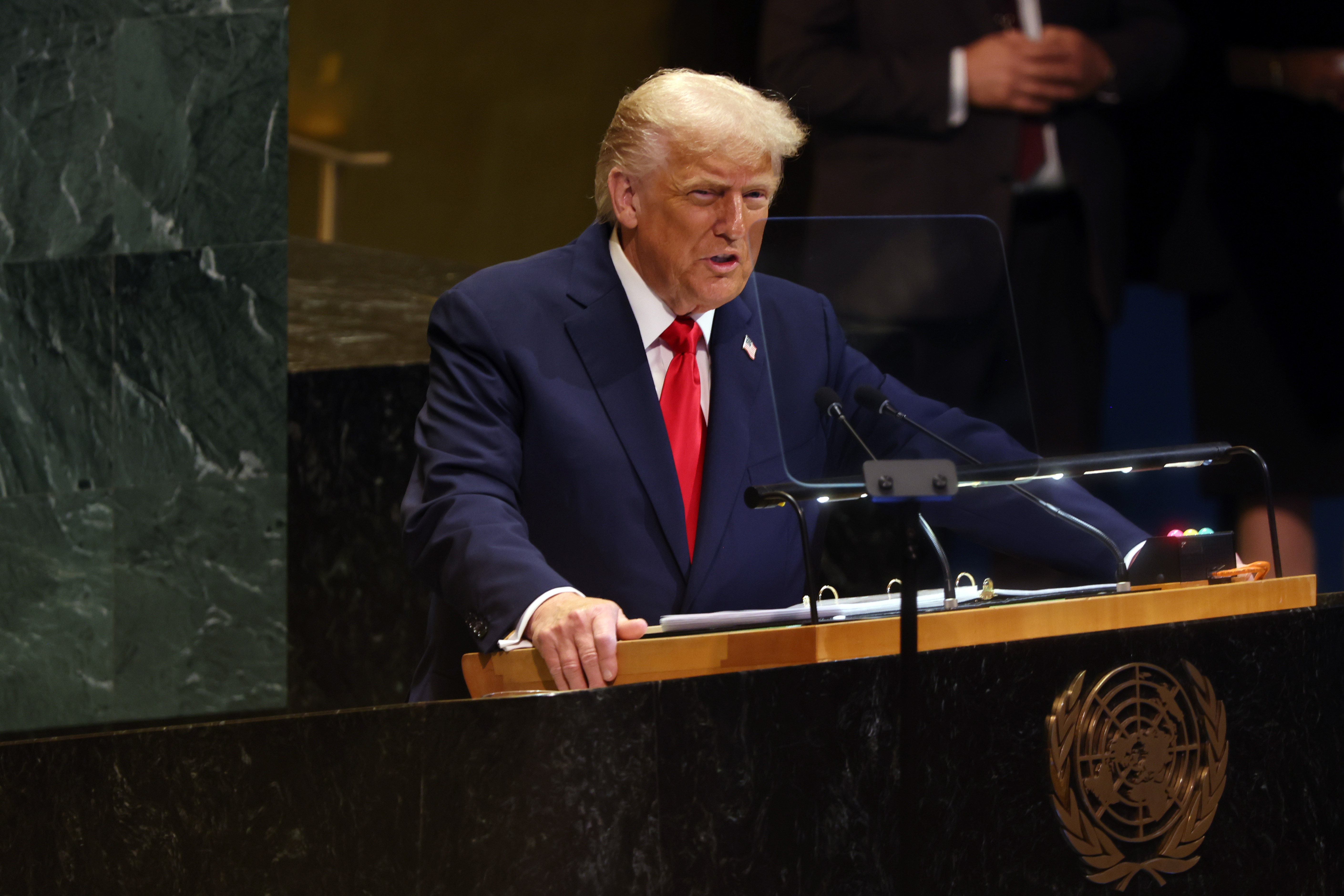 Donald Trump speaking at the 80th session of the UN's General Assembly (UNGA). | Source: Getty Images