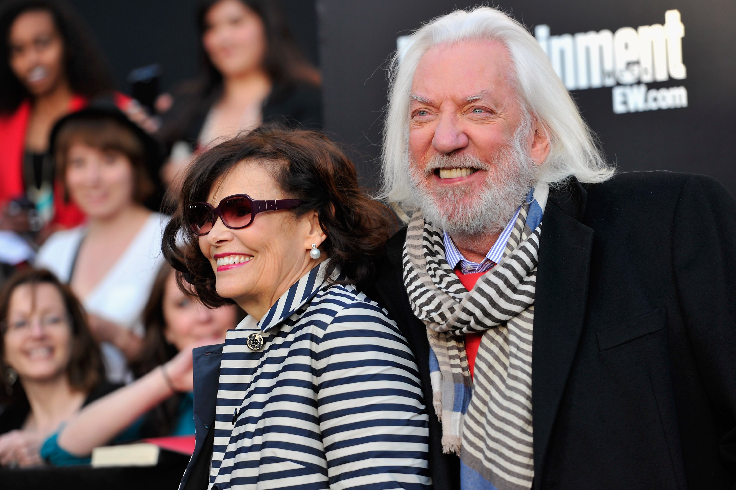  Francine Racette and actor Donald Sutherland arrive to the premiere of Lionsgate's "The Hunger Games" at Nokia Theatre L.A. Live on March 12, 2012 in Los Angeles, California | Source: Getty Images