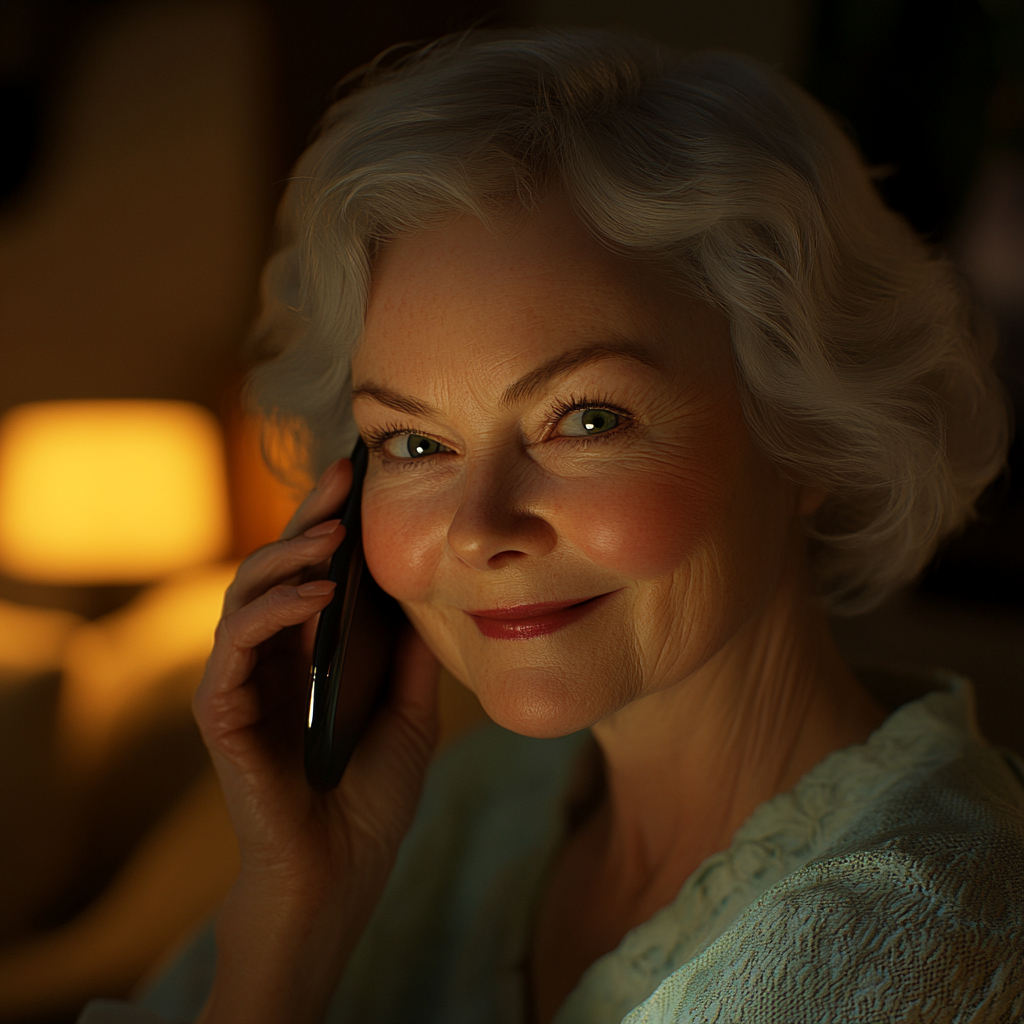 A smiler older lady talking on the phone | Source: Midjourney