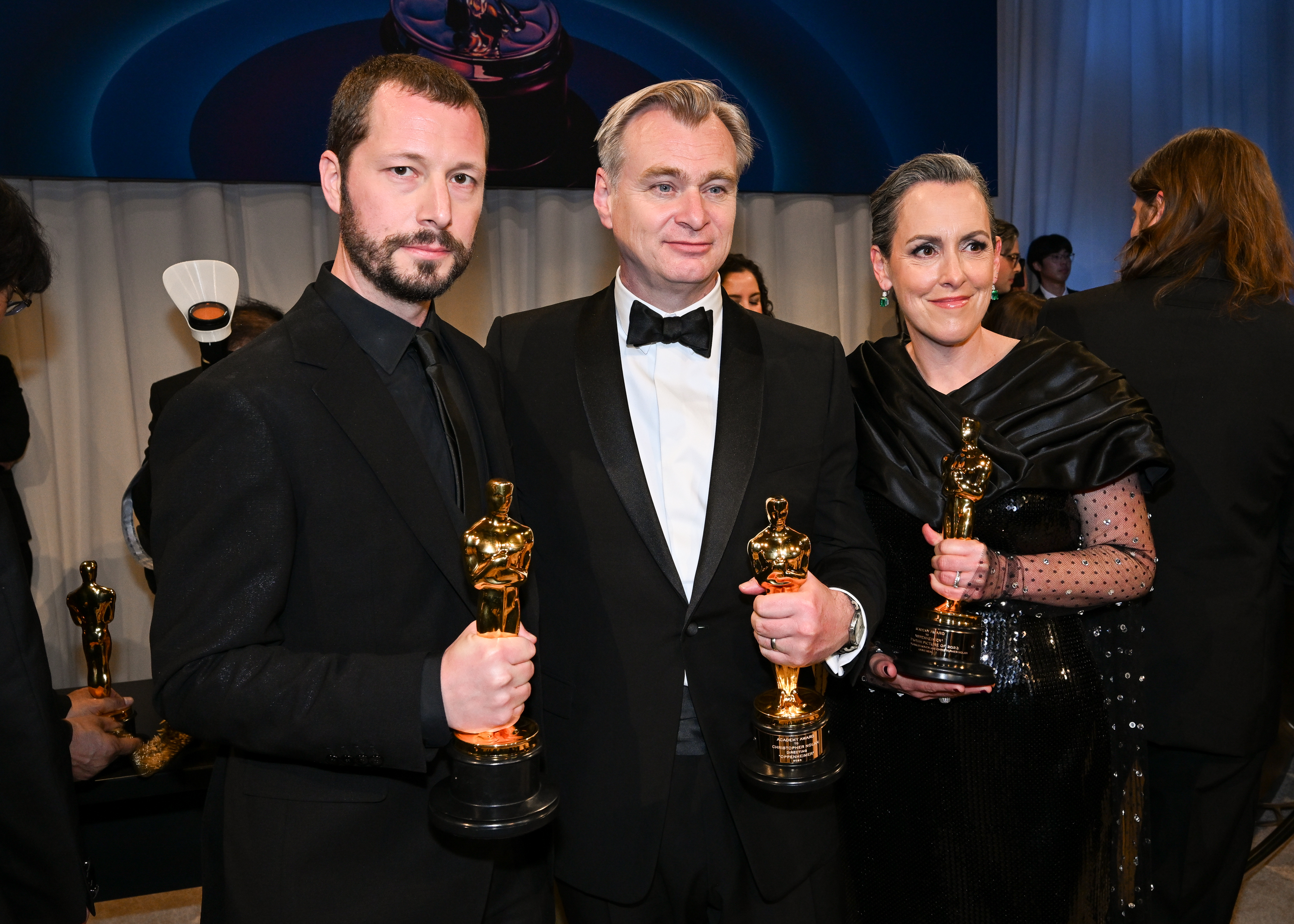 Mstyslav Chernov, Christopher Nolan and Emma Thomas at the 96th Annual Oscars Governors Ball on March 10, 2024, in Los Angeles, California. | Source: Getty Images