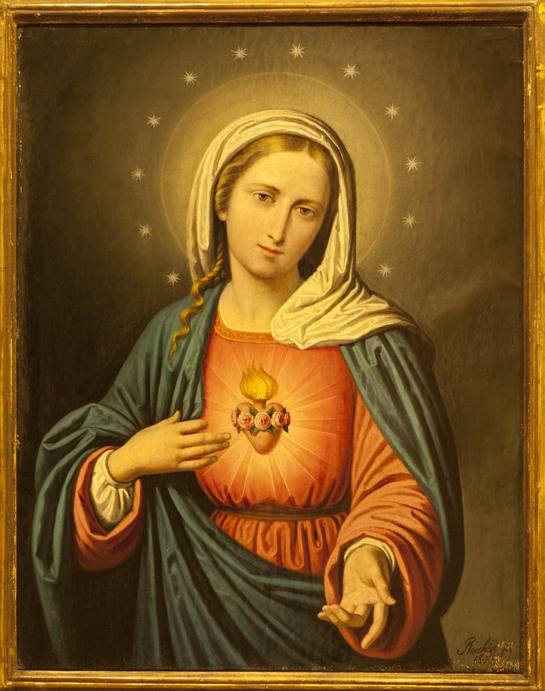 Corazón de la Virgen María. Pintura de la iglesia de San Lorenzo en Verona, Italia.| Fuente: Shutterstock Corazón de la Virgen María. Pintura de la iglesia de San Lorenzo en Verona, Italia.| Fuente: Shutterstock