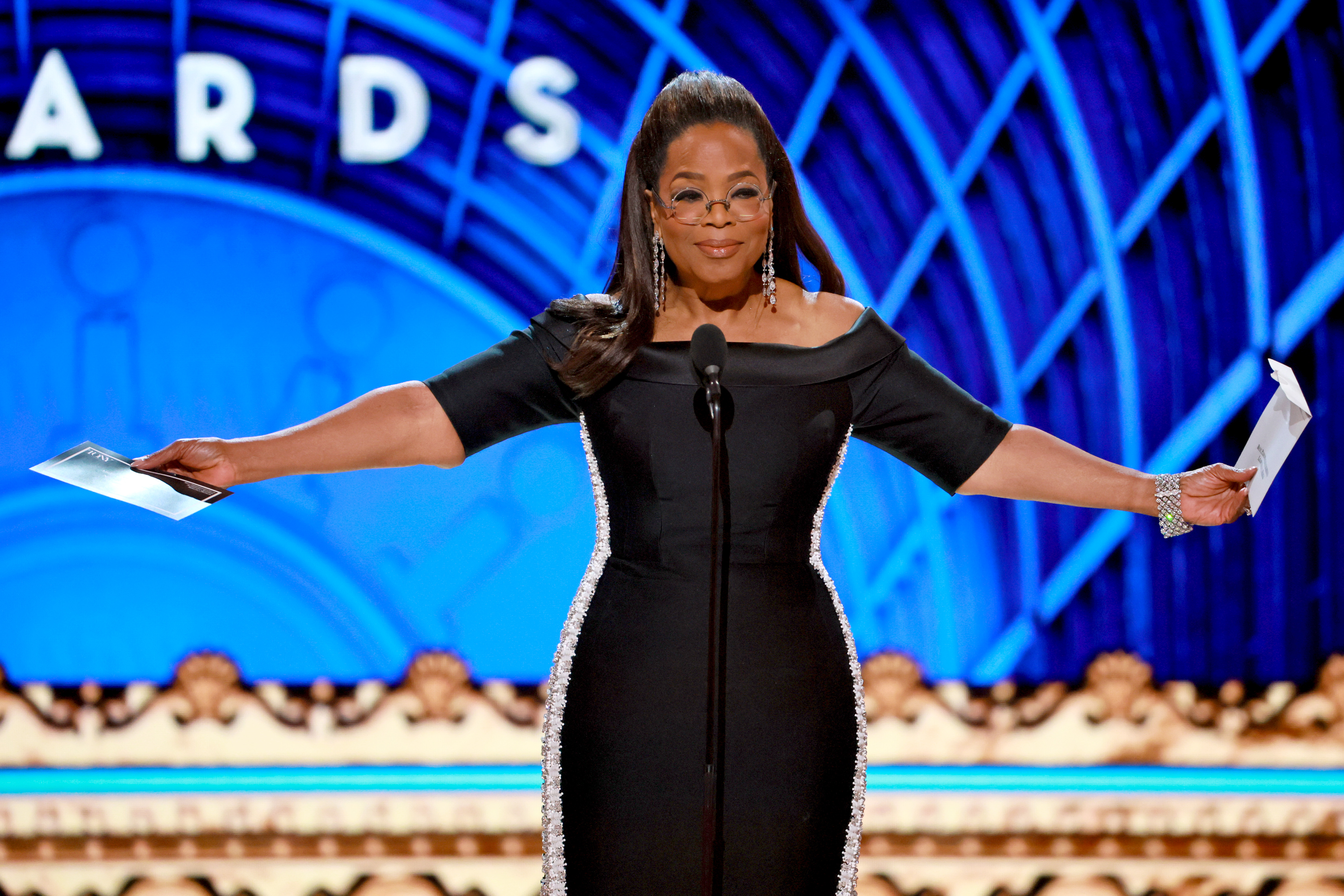 Oprah Winfrey onstage during The 78th Annual Tony Awards at Radio City Music Hall on June 8, 2025, in New York. | Source: Getty Images
