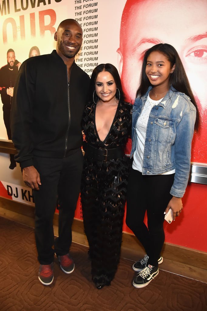 Kobe Bryant, Demi Lovato, and Natalia Diamante Bryant attend the "Tell Me You Love Me" World Tour at The Forum | Getty images / Global Images