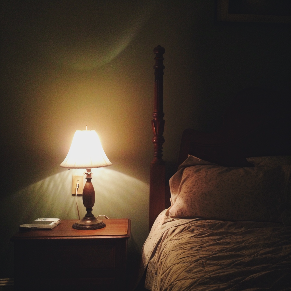 A nightlight next to a bed | Source: Midjourney