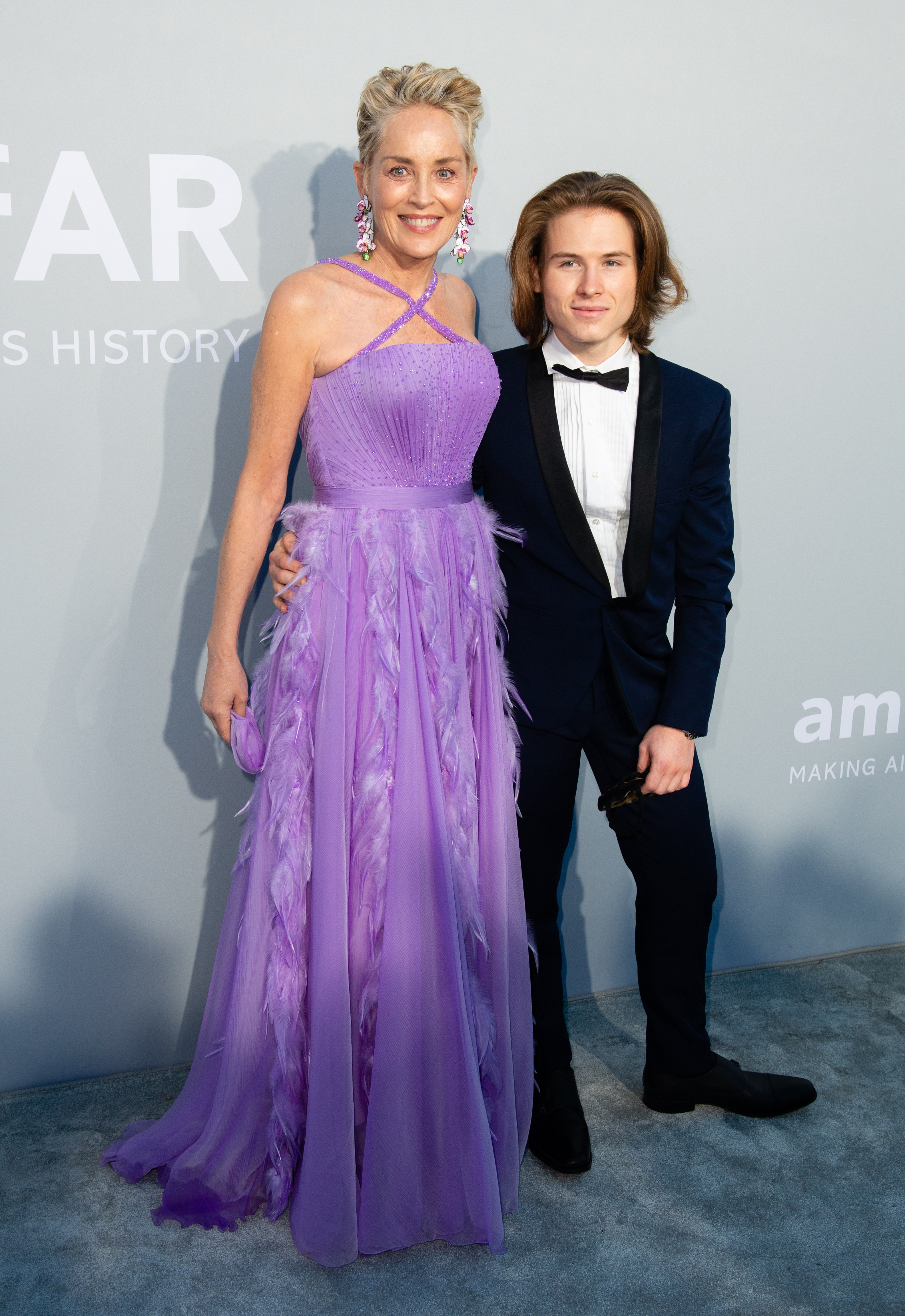 Sharon Stone and Roan Joseph Bronstein Stone attend the amfAR Cannes Gala 2021 during the 74th Annual Cannes Film Festival at Villa Eilenroc, on July 16, 2021, in Cap d'Antibes, France.  | Source: Getty Images