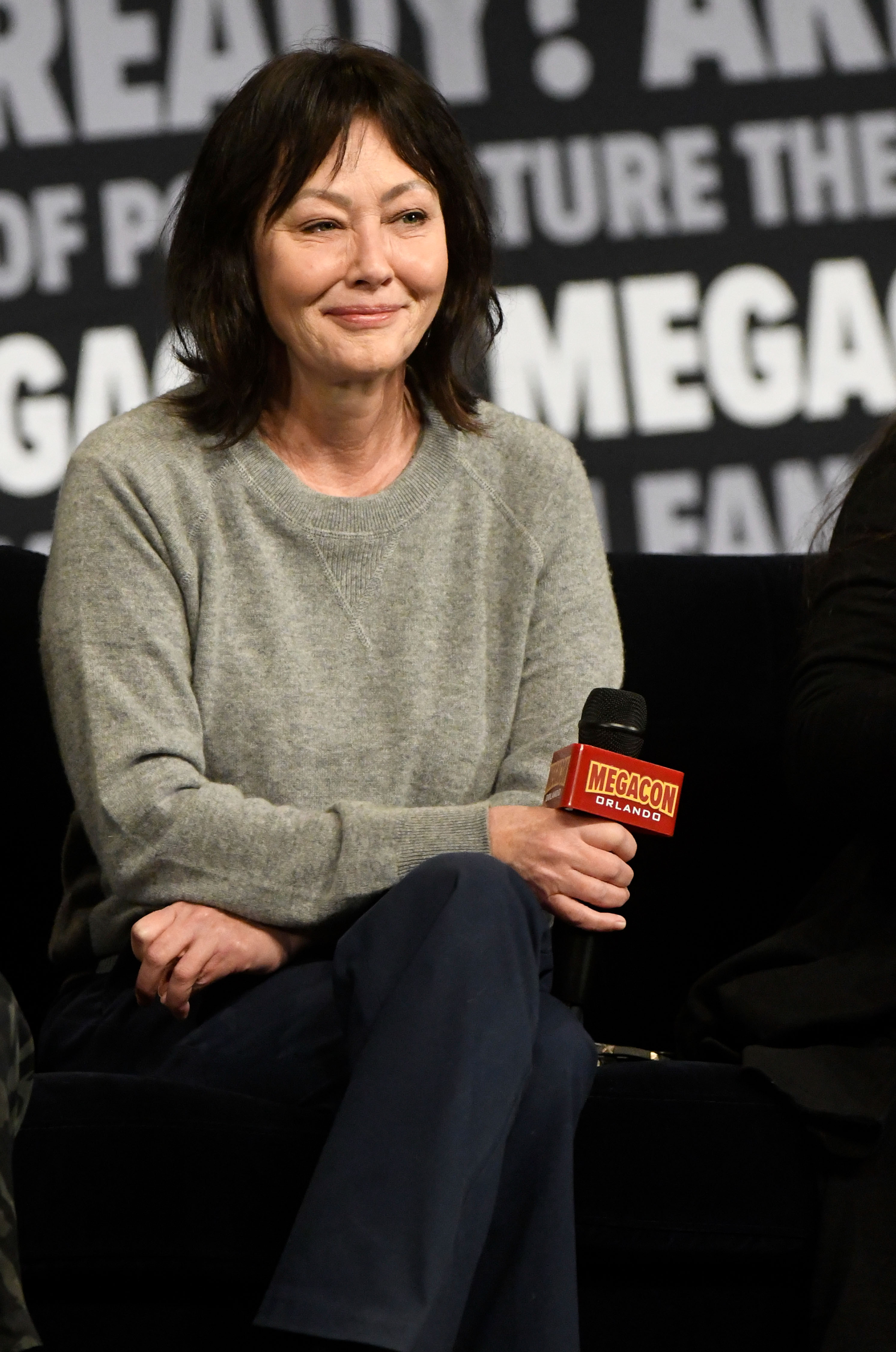 Shannen Doherty speaks during a Q&A session at MegaCon Orlando in Orlando, Florida, on February 4, 2024. | Source: Getty Images
