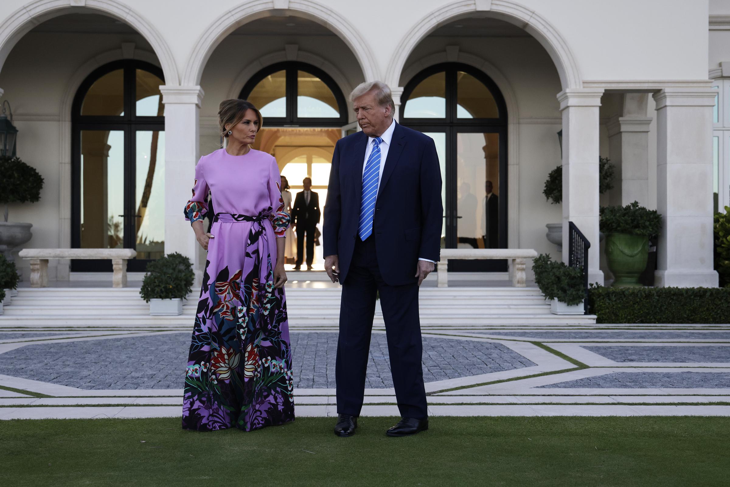 Melania and Donald Trump at the home of billionaire investor John Paulson on April 6, 2024 in Palm Beach, Florida. | Source: Getty Images