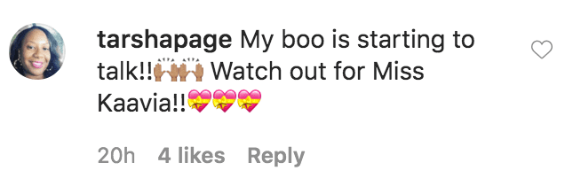 A fan commented on a video of Kaavia James Wade posing and laughing while seated at a table | Source: Instagram.com/kaaviakames