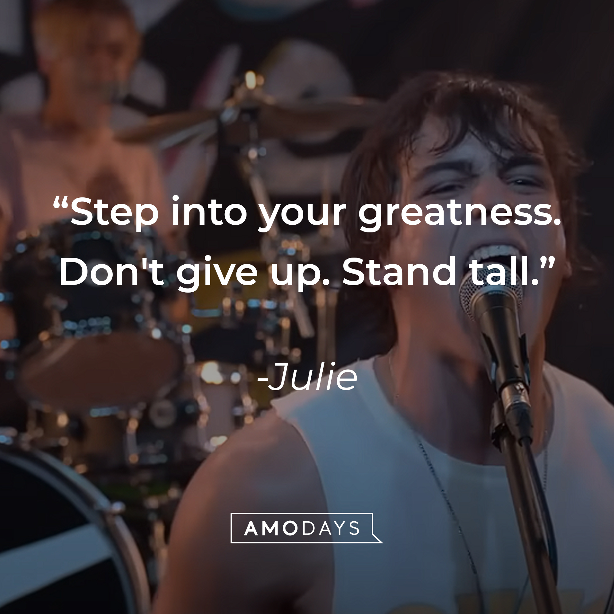 An image of Luke with Julia’s quote: "Step into your greatness. Don't give up. Stand tall." | Source: youtube.com/netflixafterschool