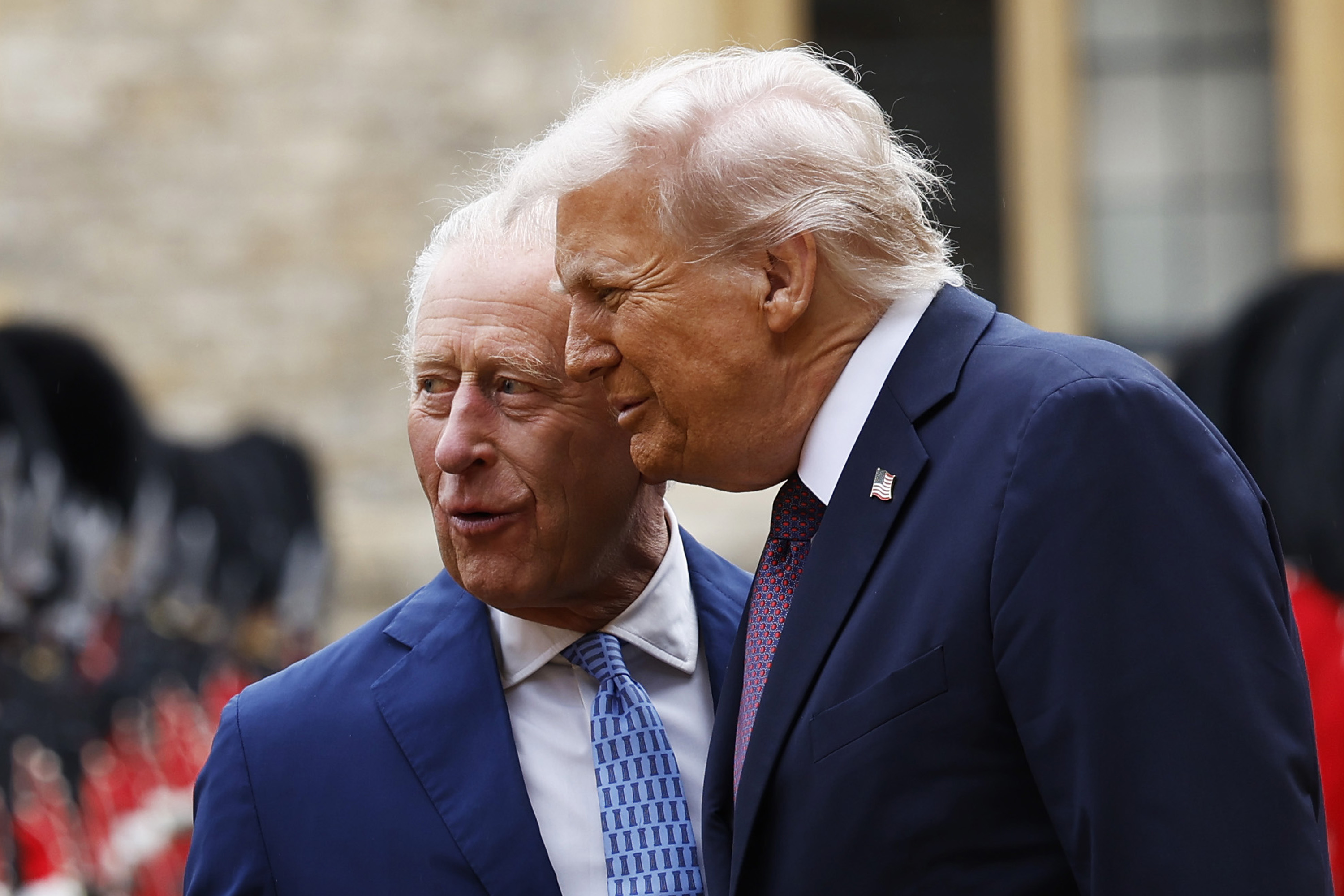 King Charles III and US President Donald Trump inspect the Guard of Honour at Windsor Castle on September 17, 2025, in Windsor, England | Source: Getty Images