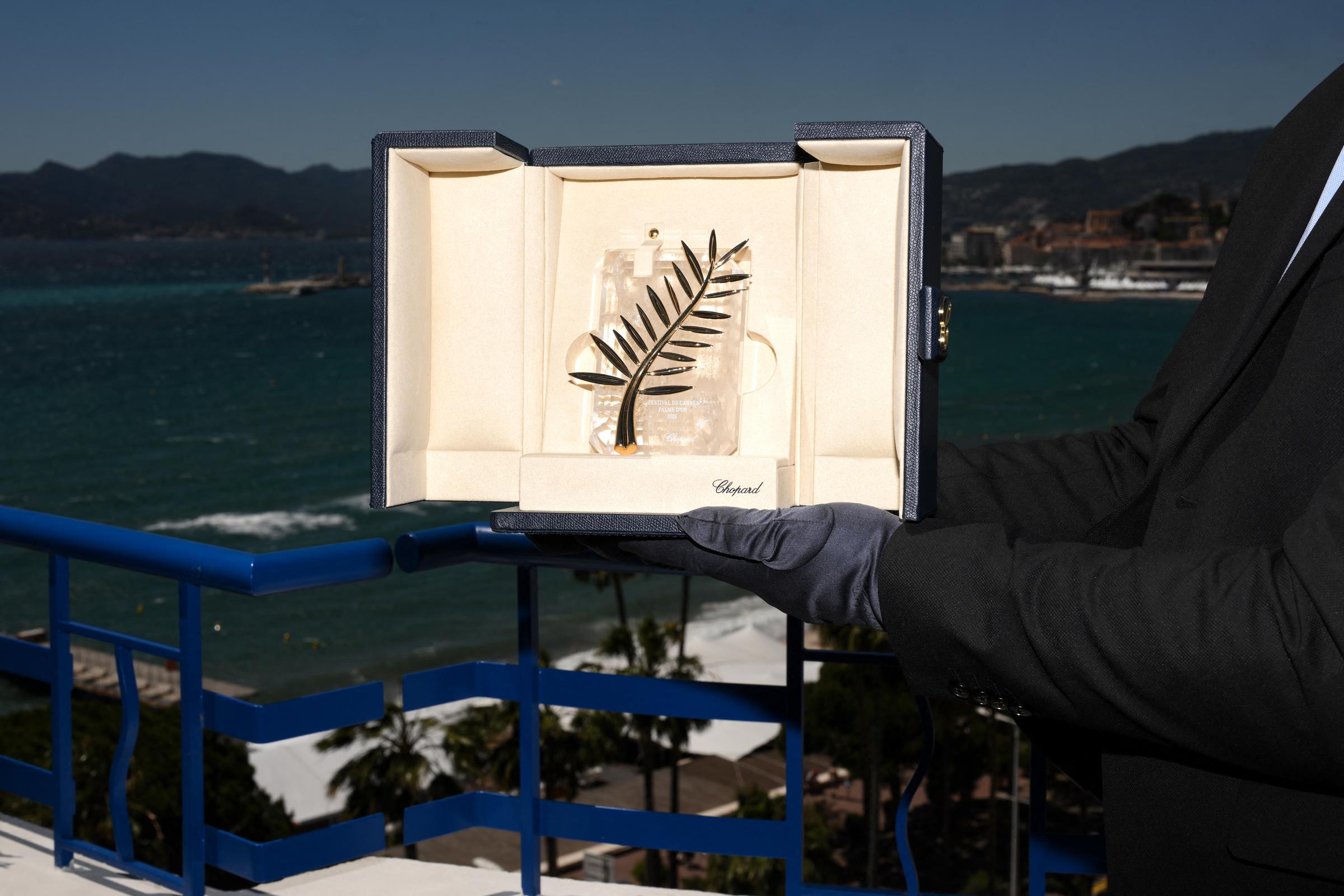 The Palme d'Or trophy of the 79th edition of the Cannes Film Festival at the Hotel Martinez on May 12, 2026, in Cannes, France | Source: Getty Images