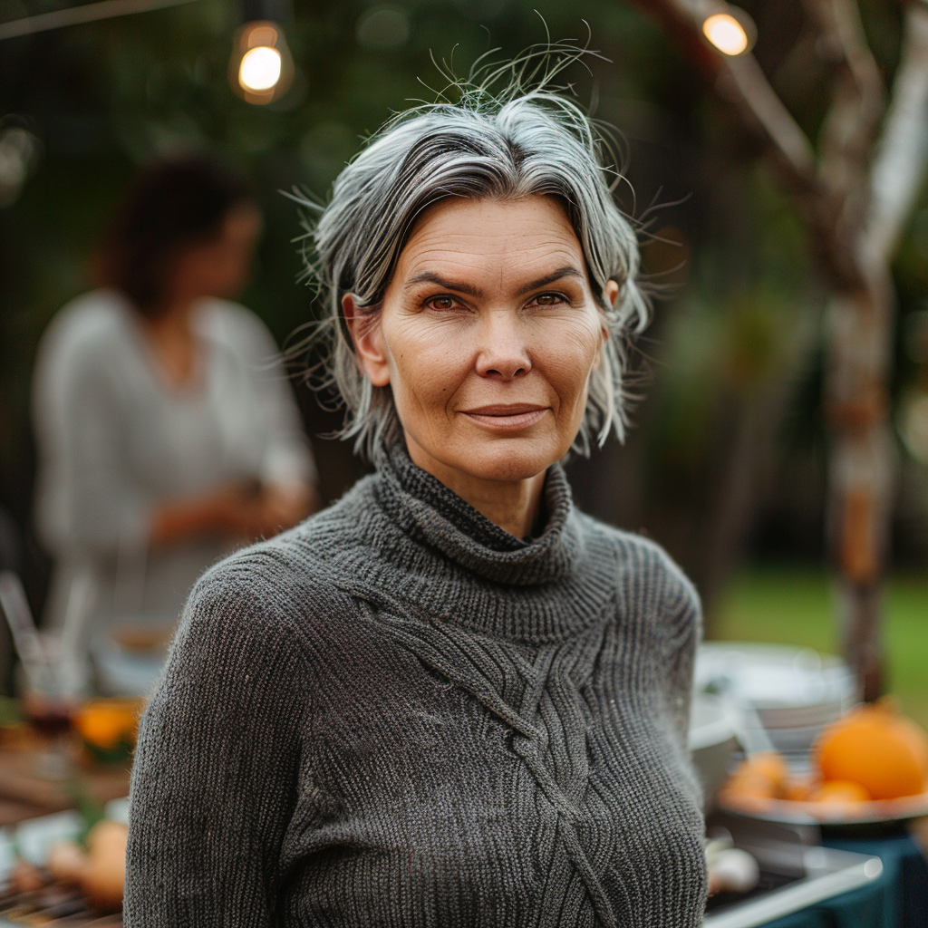 Mature woman at a BBQ party | Source: Midjourney