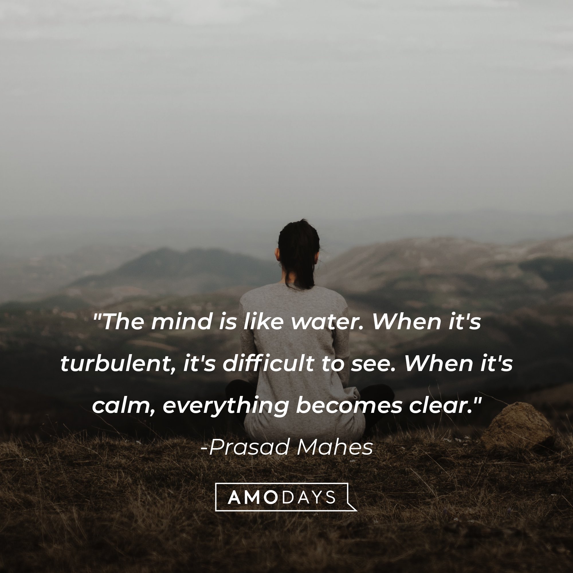Prasad Mahes’ quote: "The mind is like water. When it's turbulent, it's difficult to see. When it's calm, everything becomes clear." | Image: AmoDays
