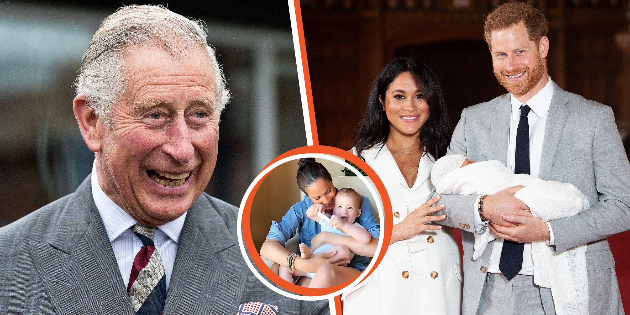 El rey Charles III. | Meghan con su hijo Archie. | Meghan, Harry y un recién nacido Archie. | Foto: Getty Images | youtube.com/TheTelegraph