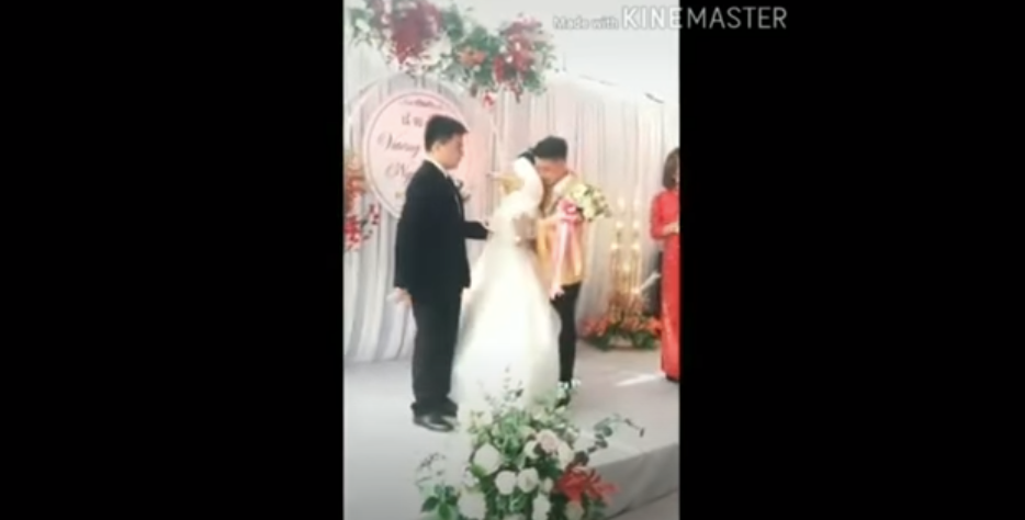 A bride, groom and bride's suspected ex-boyfriend | Source: Youtube.com/AJ Trend TV