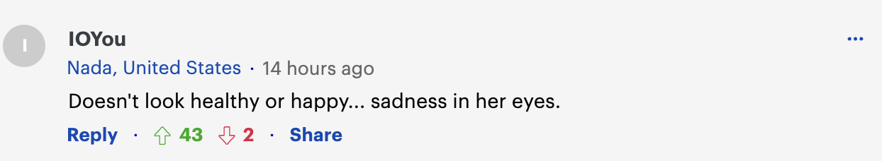 A comment left on an article about Jessica Simpson dated November 28, 2023 | Source: dailymail.co.uk