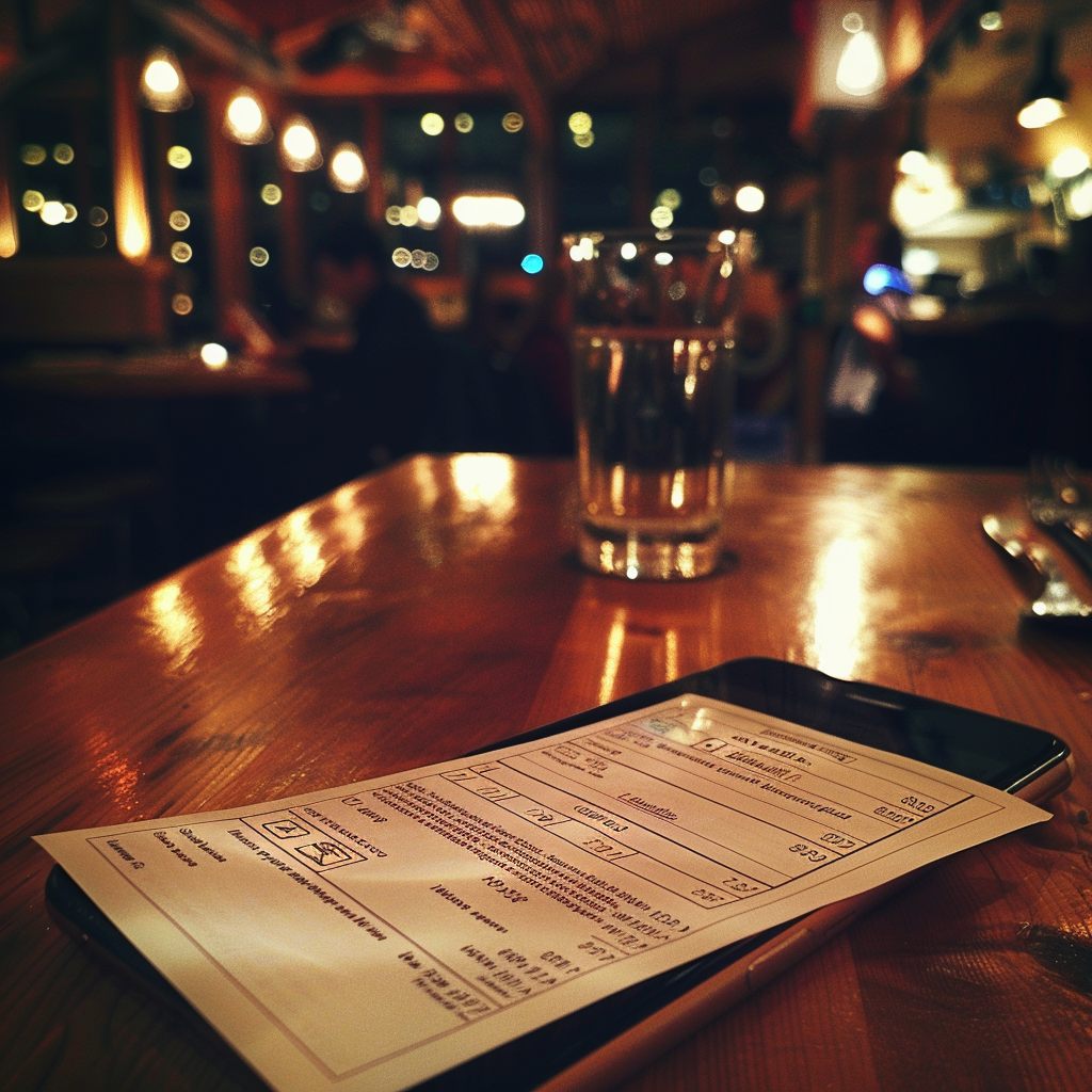 A restaurant bill on a table | Source: Midjourney