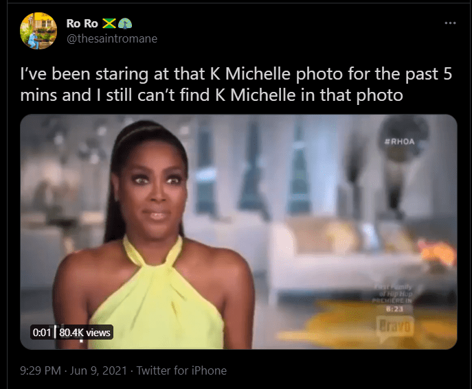 A fan's comment on K Michelle's pink hair debut. | Photo: Twitter/thesaintromane