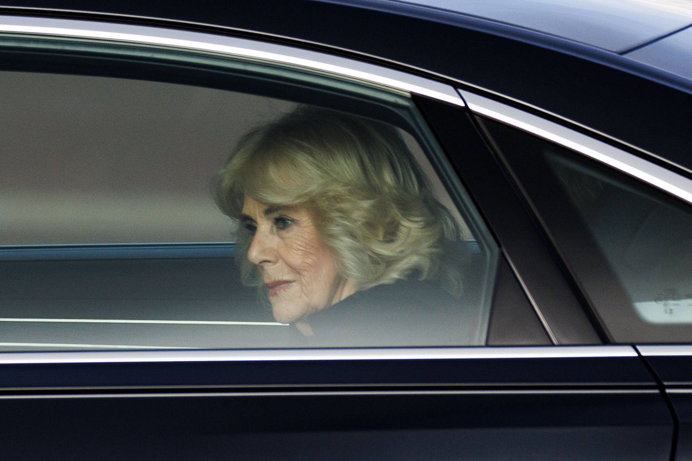 Queen Camilla arrives at Buckingham Palace during the Amir of Qatar's visit to the United Kingdom in London, England, on December 3, 2024 | Source: Getty Images