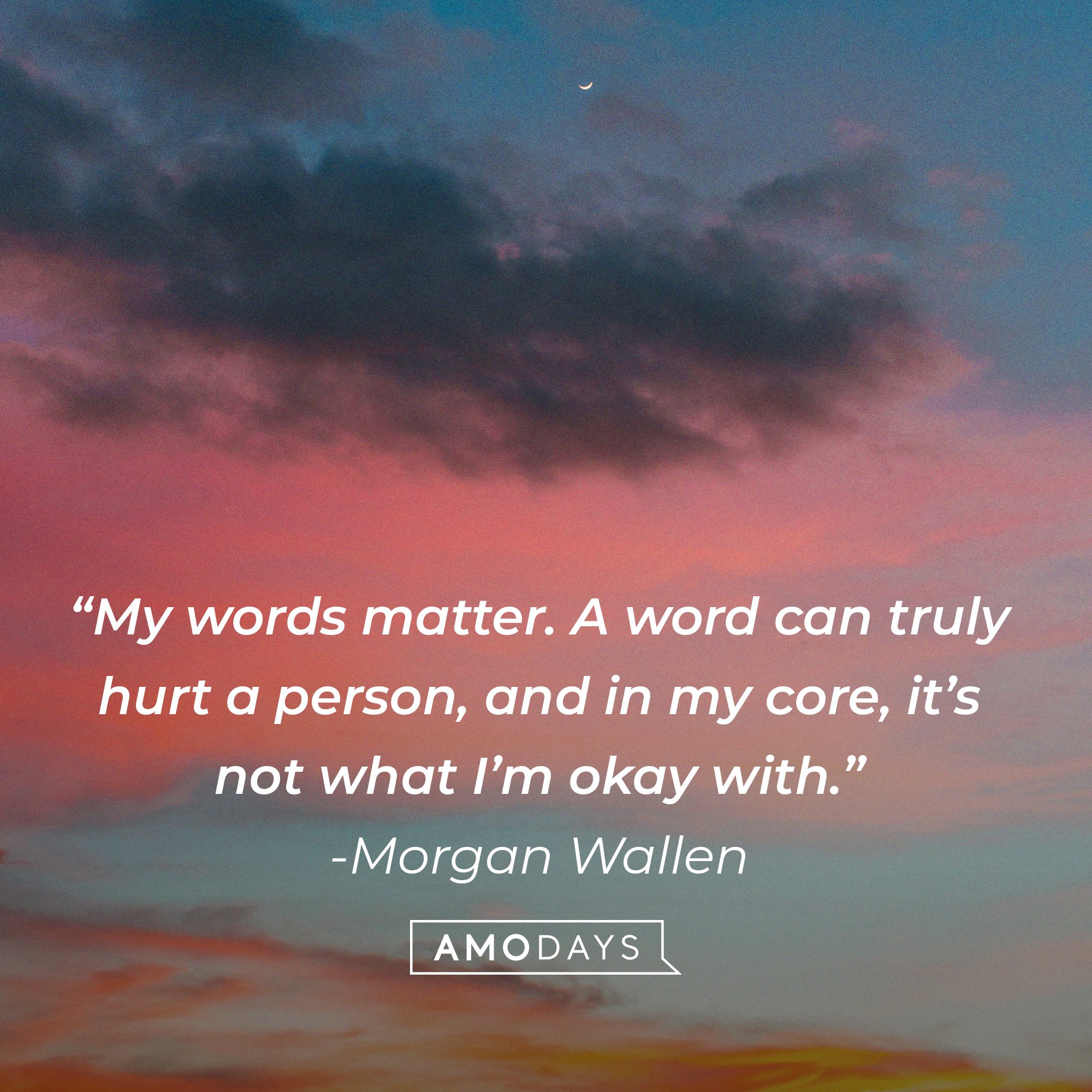  Morgan Wallen’s quote: “My words matter. A word can truly hurt a person, and in my core, it’s not what I’m okay with.” I Image: AmoDays