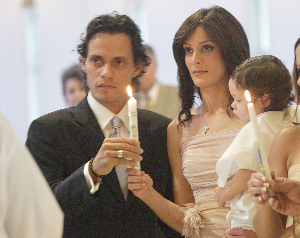 Marc Anthony y Dayanara Torres with little Ryan at his christening ceremony at Saint Agatha's Church on August 14, 2004 in Miami, Florida | Source: Getty Images