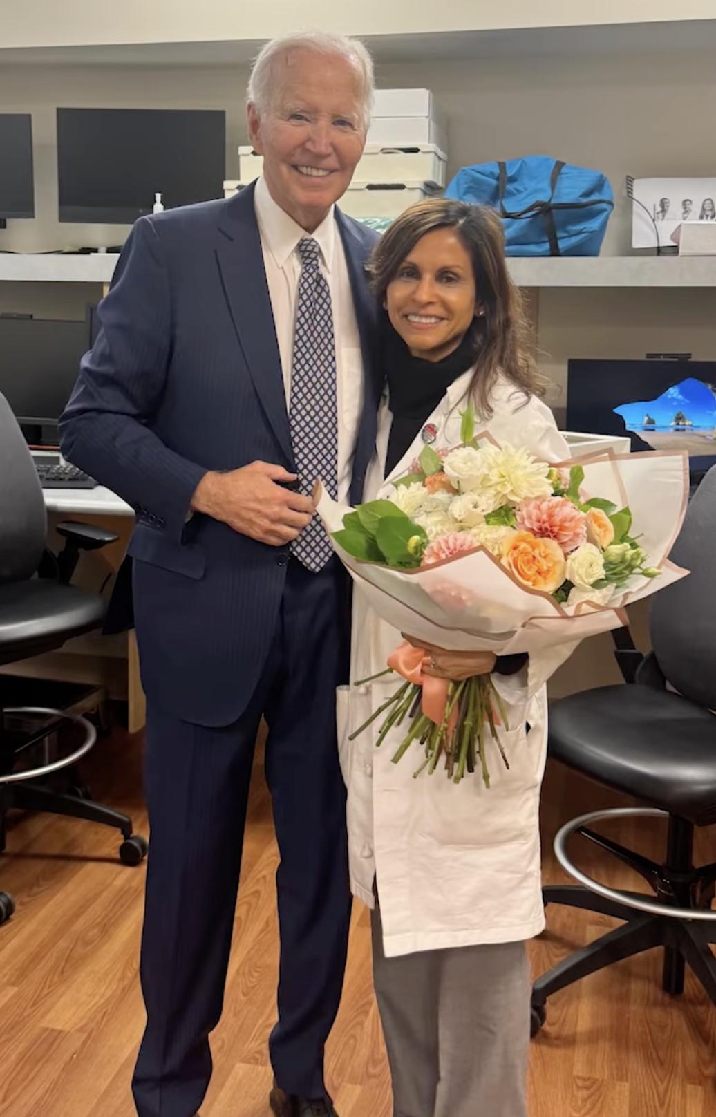 Joe Biden thanks a Penn Medicine doctor with flowers following his treatment | Source: Instagram/ashleyblazerbiden