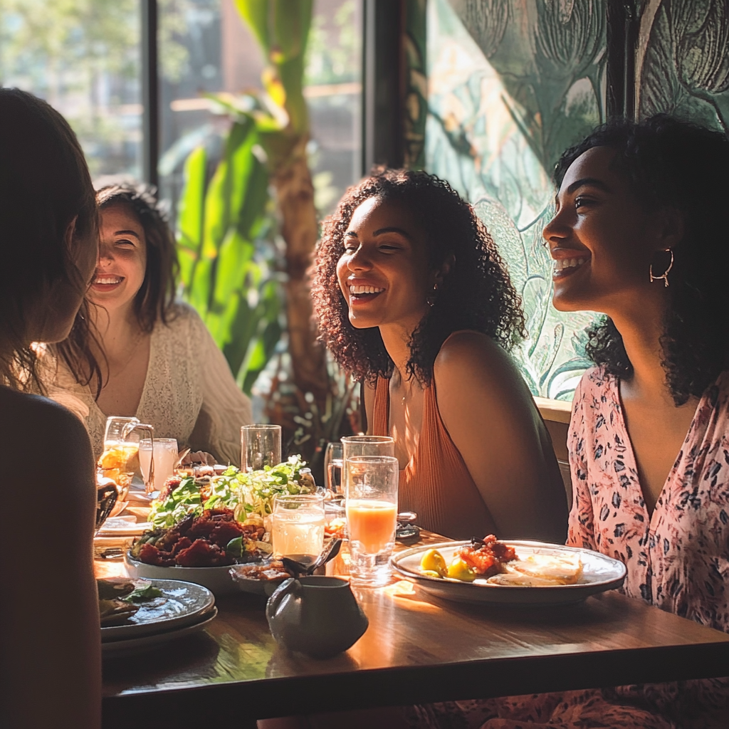 A group of women sitting at a table | Source: Midjourney