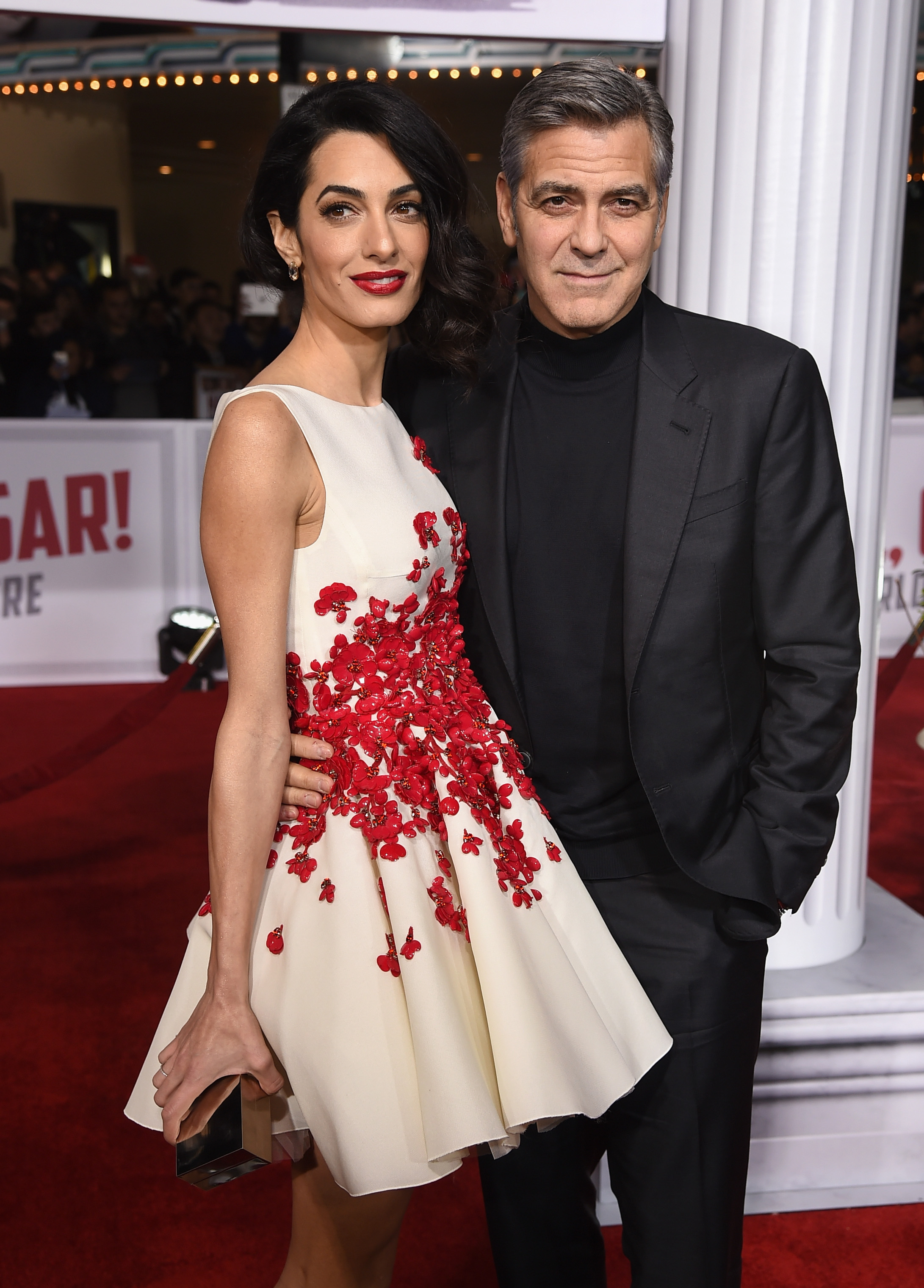Amal and George Clooney at the premiere of "Hail, Caesar!" in Westwood, California on February 1, 2016 | Source: Getty Images