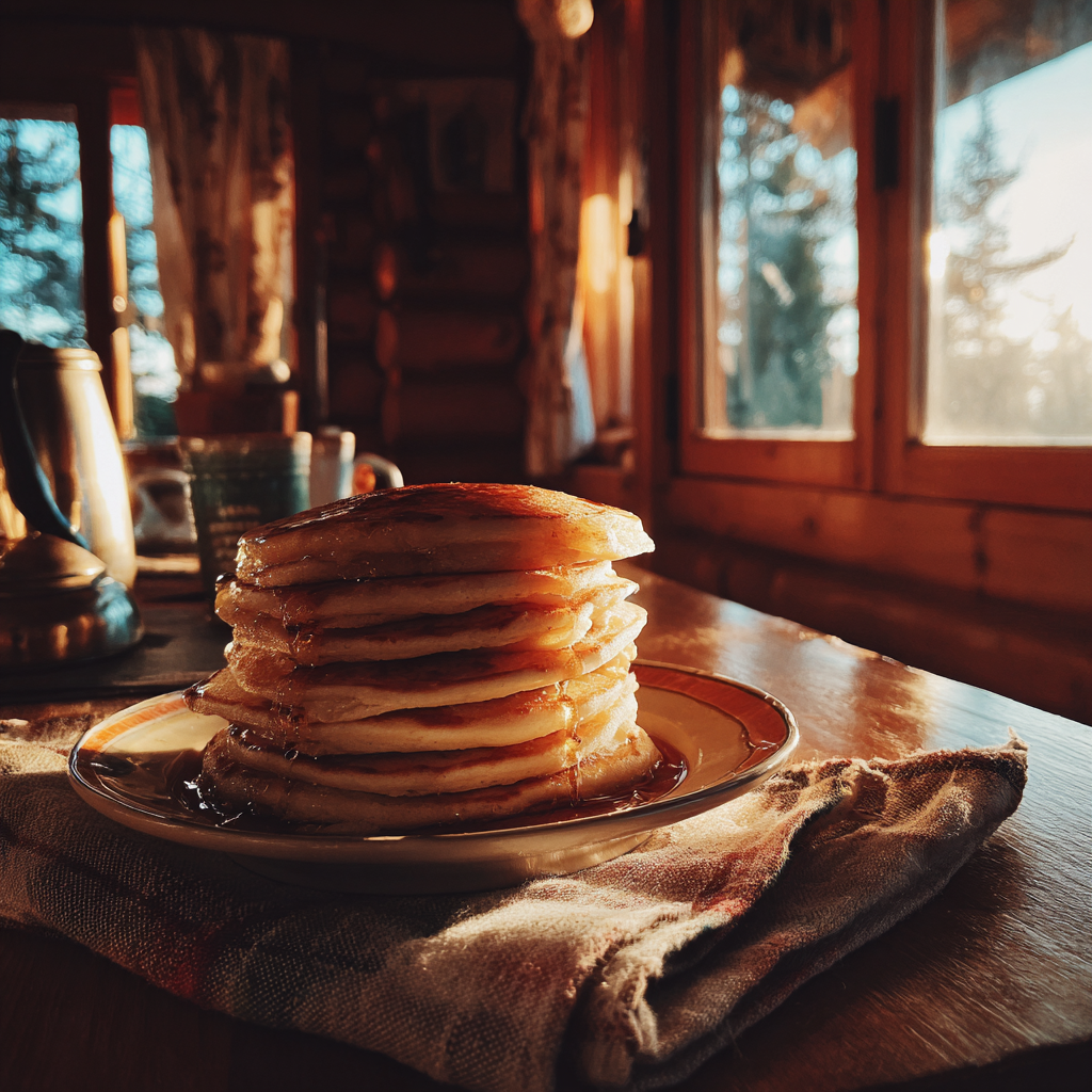 A stack of pancakes on a table | Source: Midjourney