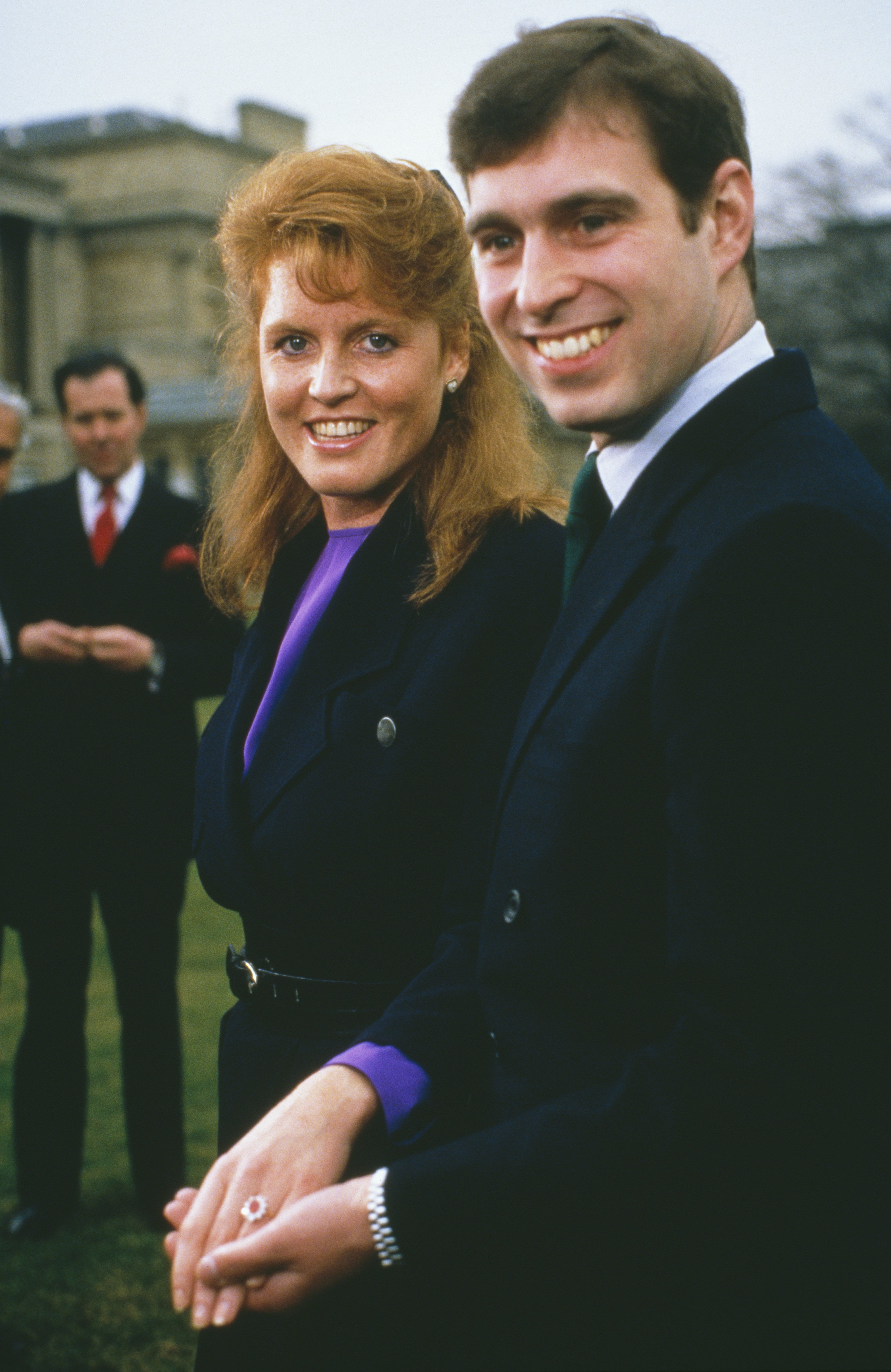 Prince Andrew with Sarah Ferguson at Buckingham Palace after the announcement of their engagement in London on March 17, 1986 | Photo: Getty Images