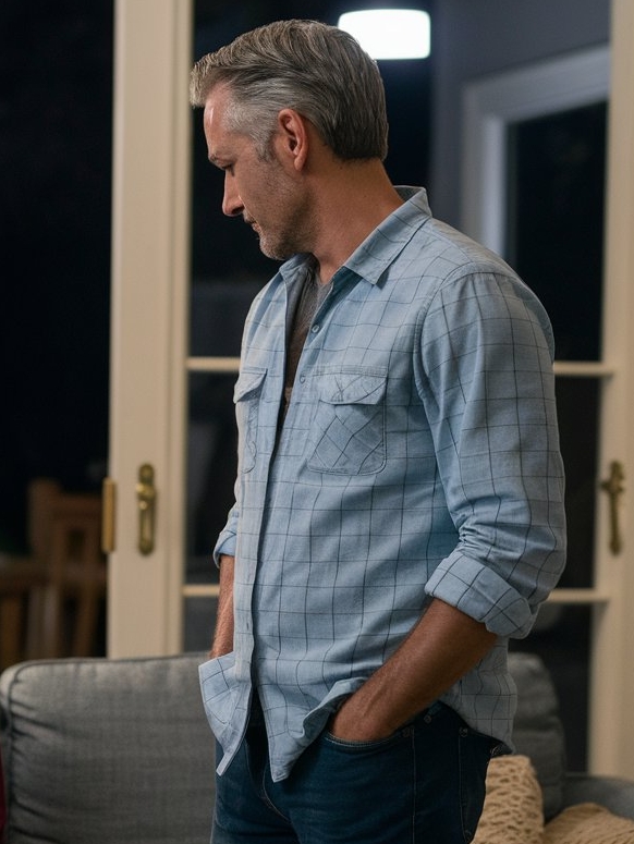 A man standing disconsolately in a living room | Source: Midjourney