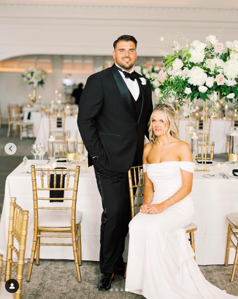 Jon Runyan Jr. and Victoria Schultz posing for a picture on their wedding day, posted on July 15, 2024 | Source: Instagram/victoriajrunyan and jon_run1